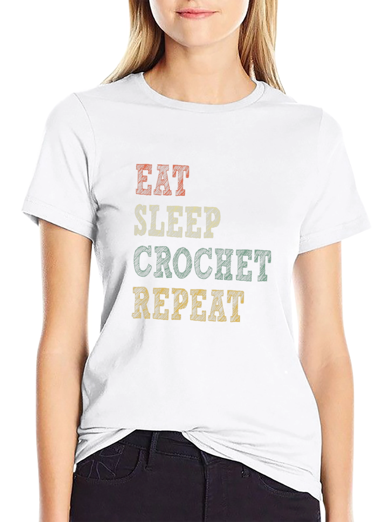 Eat Sleep Crochet Repeat Graphic Tee