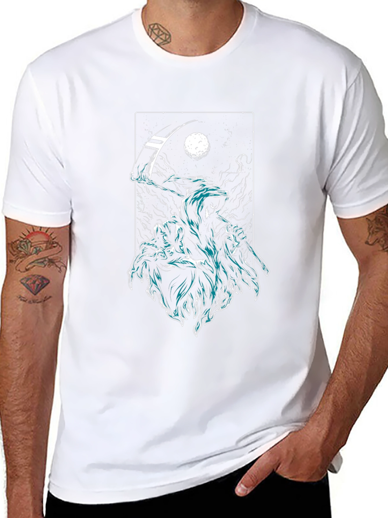 Grim Reaper Graphic Black T-Shirt - Death Scythe Design