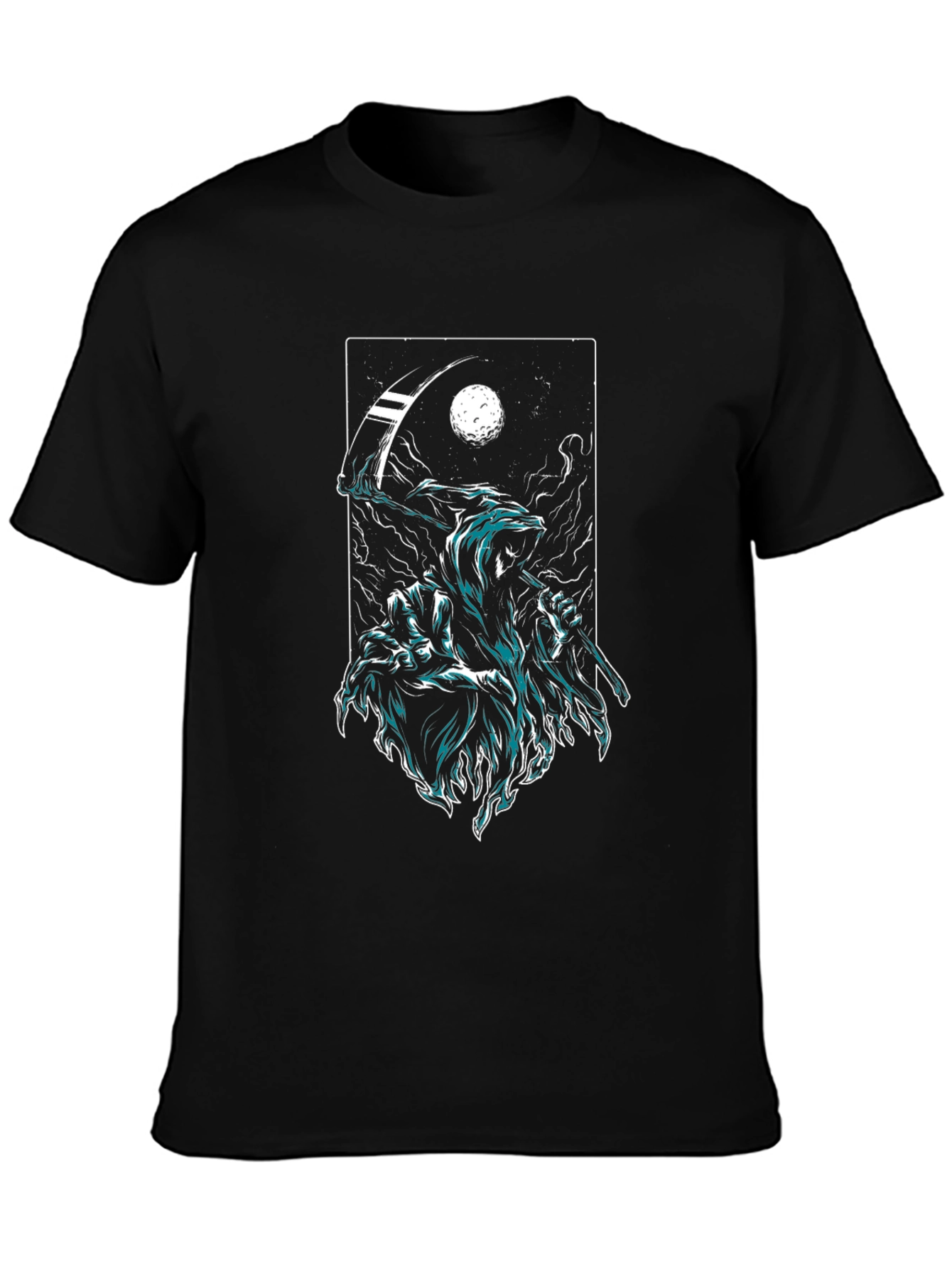 Grim Reaper Graphic Black T-Shirt - Death Scythe Design