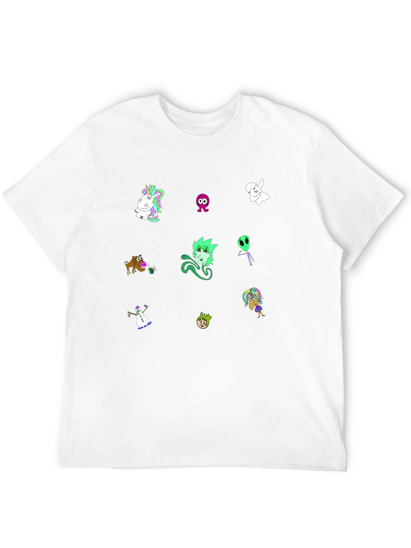 Cartoon Character Print Black T-Shirt