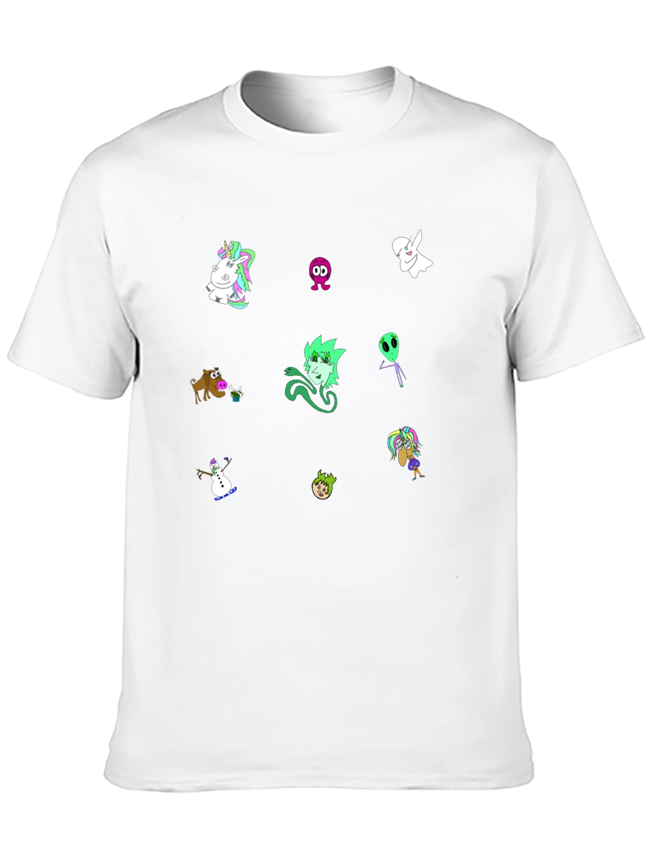 Cartoon Character Print Black T-Shirt