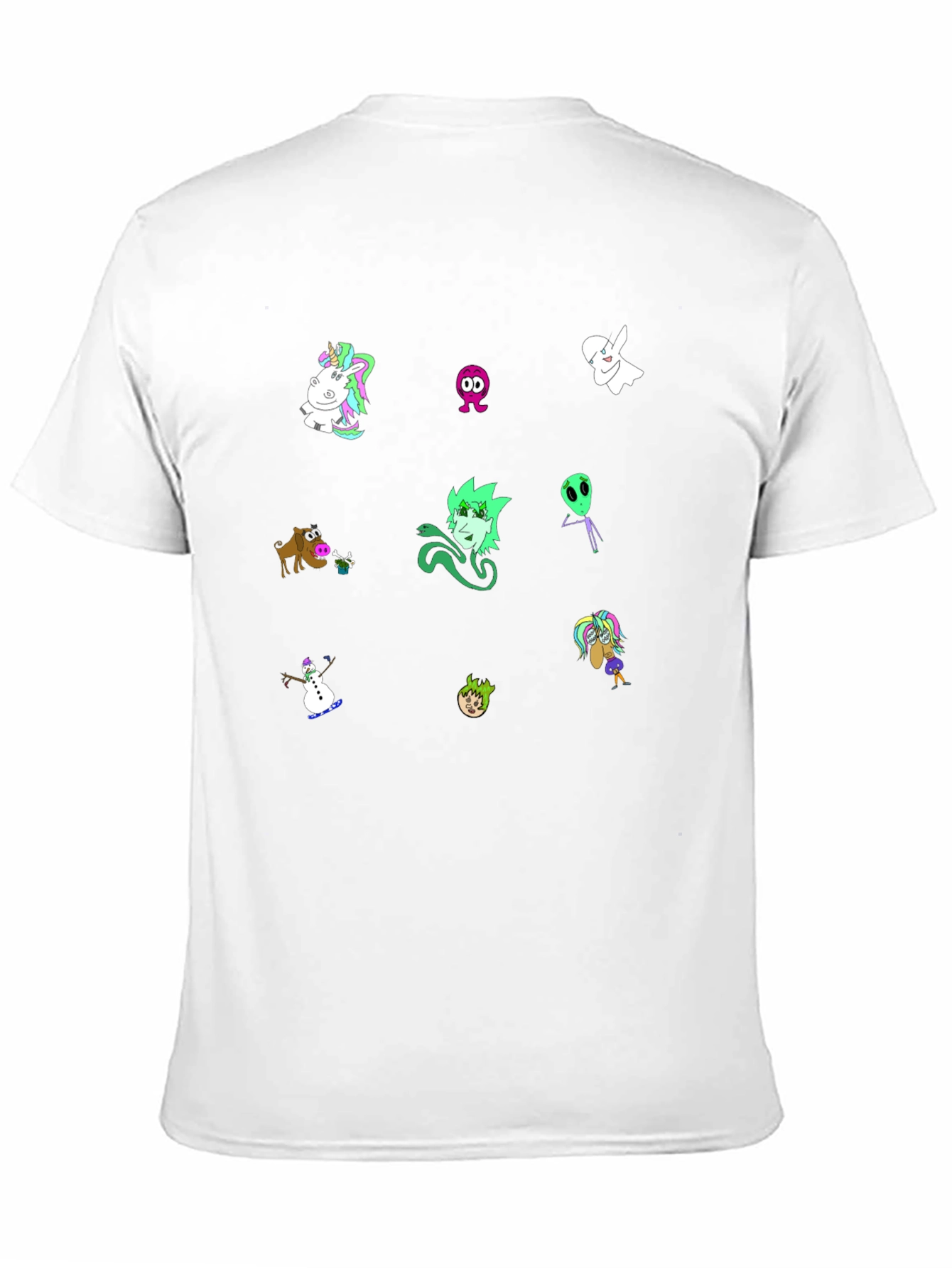 Cartoon Character Print Black T-Shirt