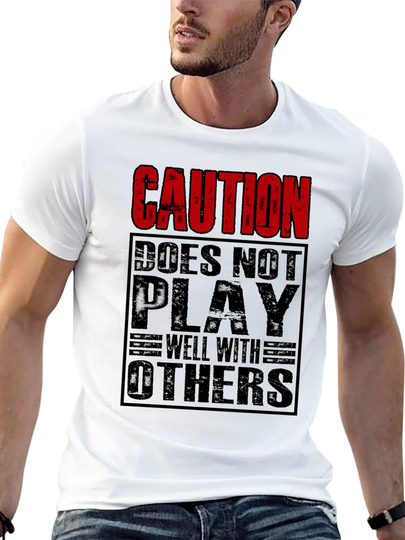 Caution Doesnt Play Well With Others Black T-Shirt