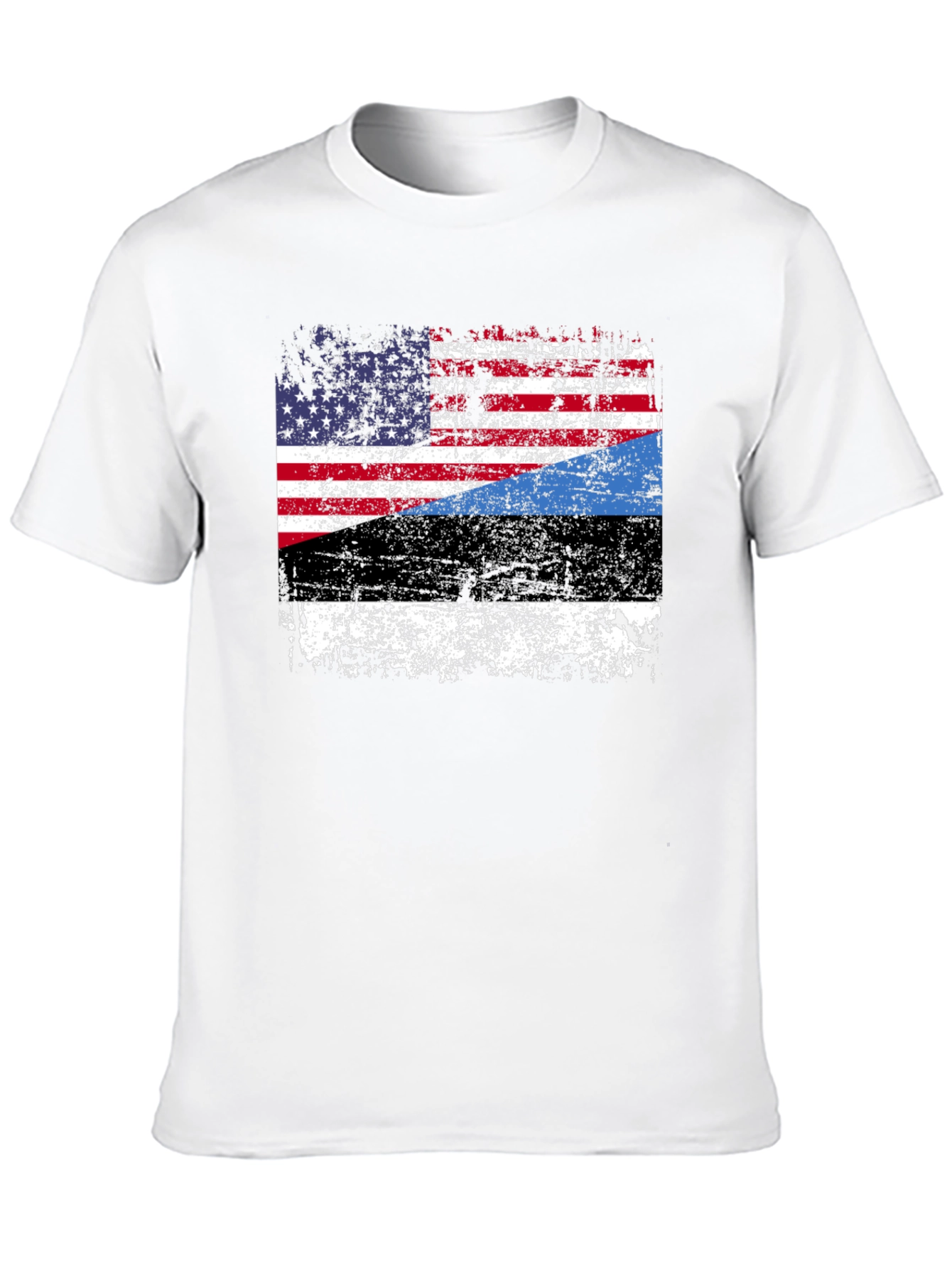 Distressed USA Estonia Flag Graphic T-Shirt