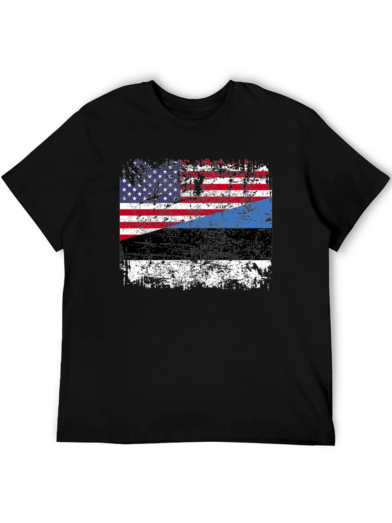 Distressed USA Estonia Flag Graphic T-Shirt