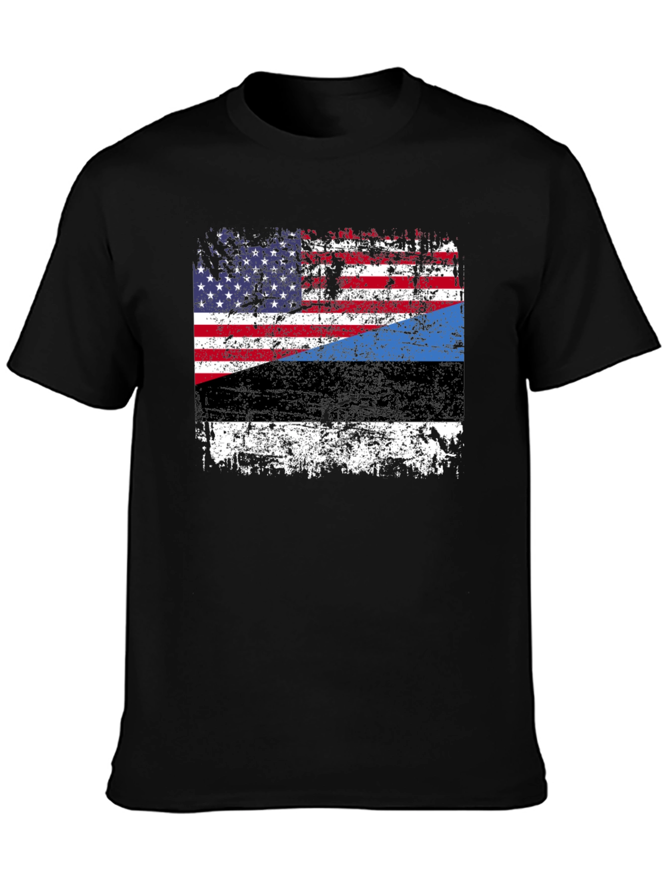 Distressed USA Estonia Flag Graphic T-Shirt