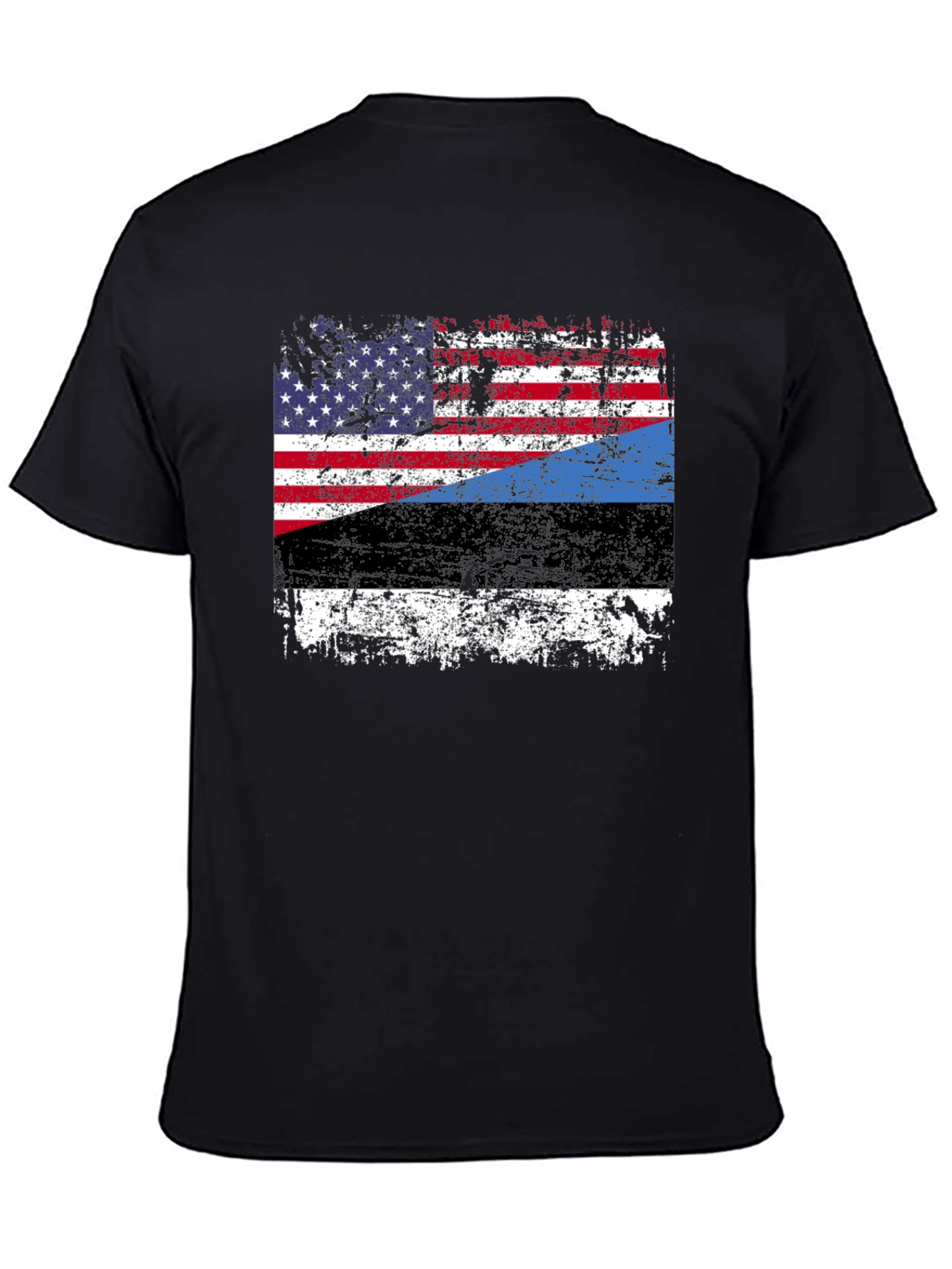 Distressed USA Estonia Flag Graphic T-Shirt