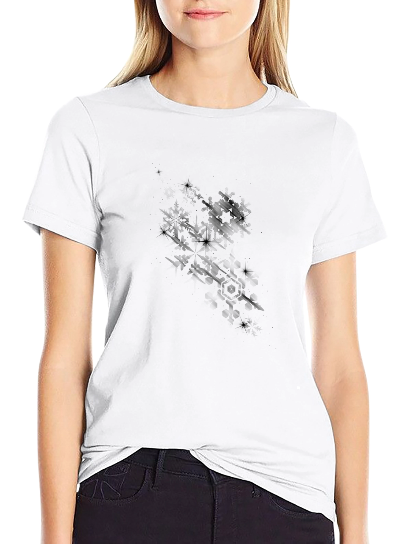 Mens Black Graphic Tee - Abstract Star Design