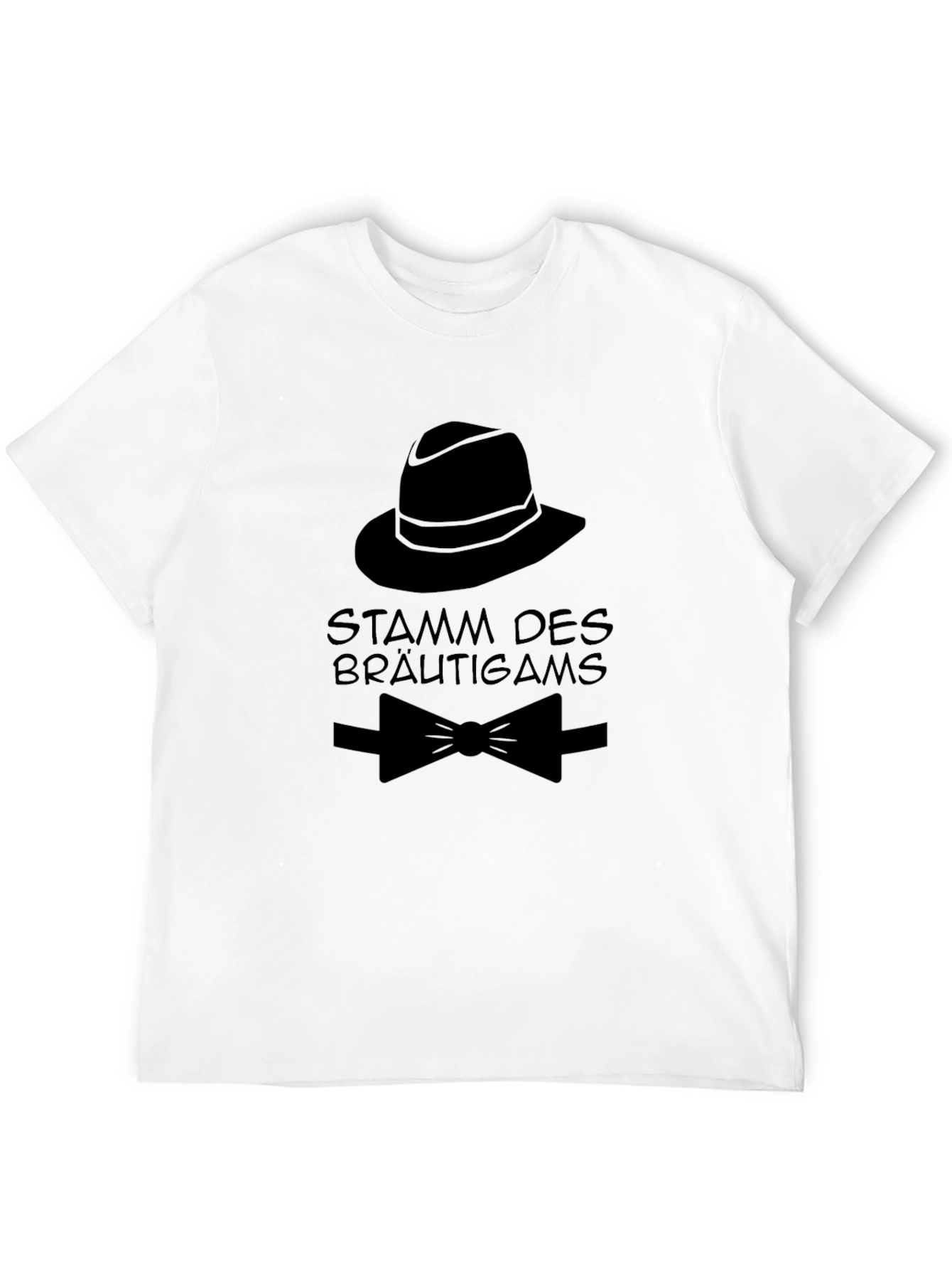 Grooms Crew T-Shirt - Hat and Bowtie Design