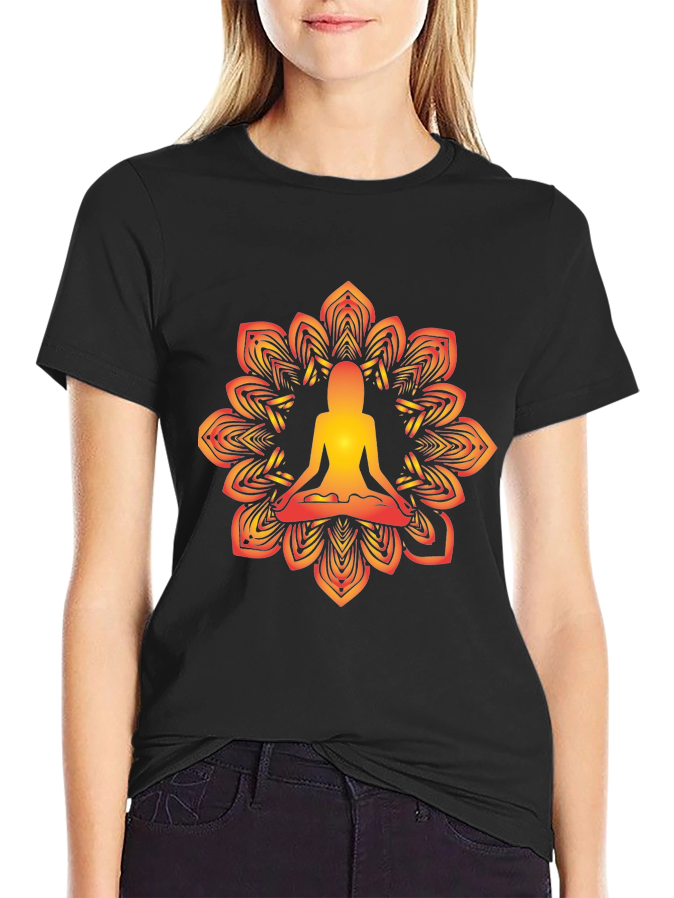 Yoga Mandala Graphic Black T-Shirt