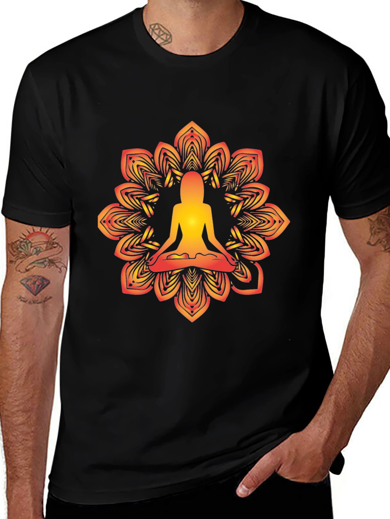 Yoga Mandala Graphic Black T-Shirt