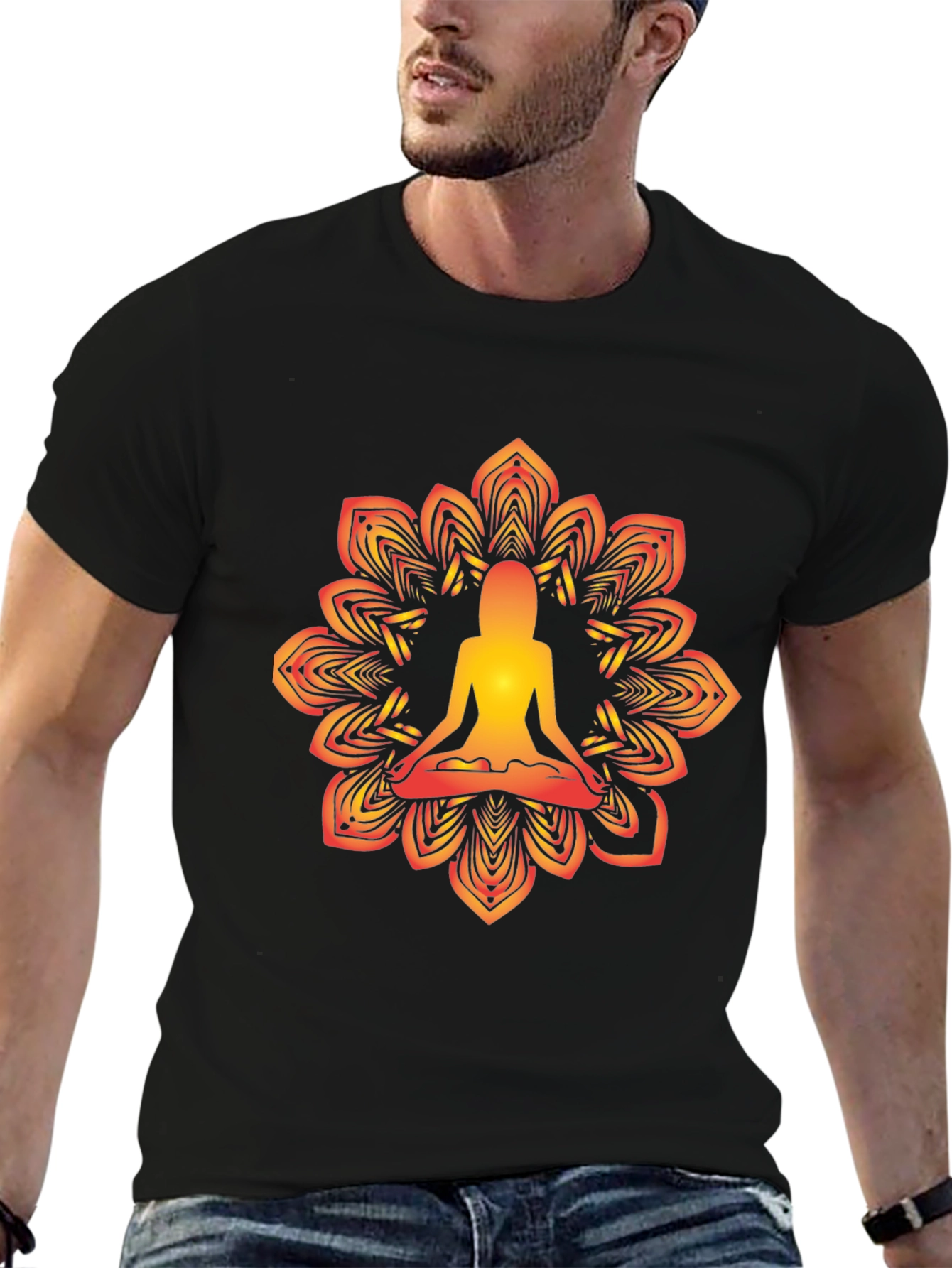Yoga Mandala Graphic Black T-Shirt