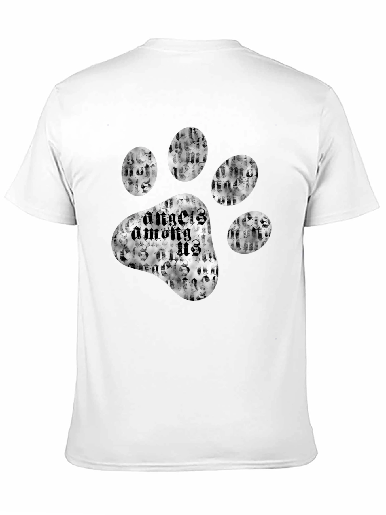 Angels Among Us Paw Print Black T-Shirt