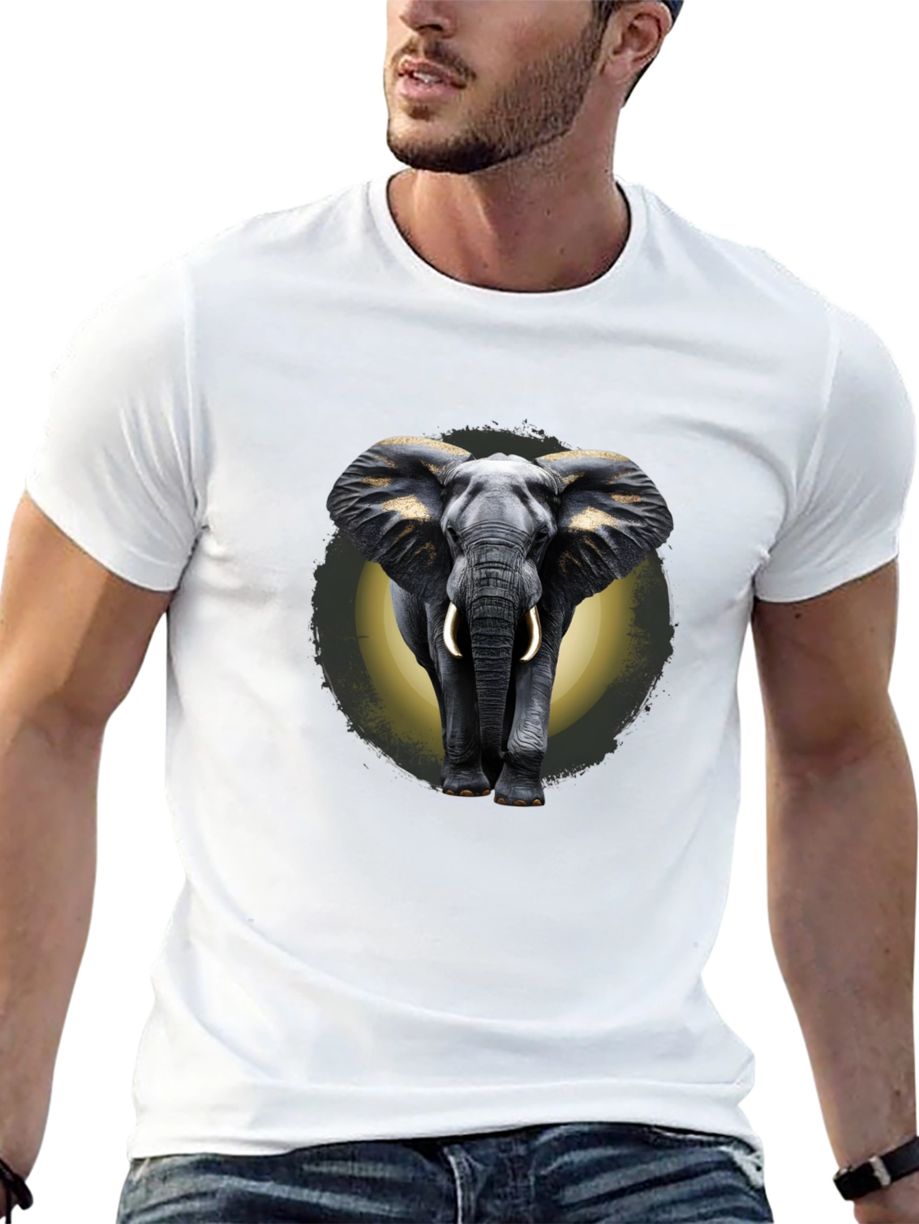 Elephant Graphic Print Crew Neck T-Shirt
