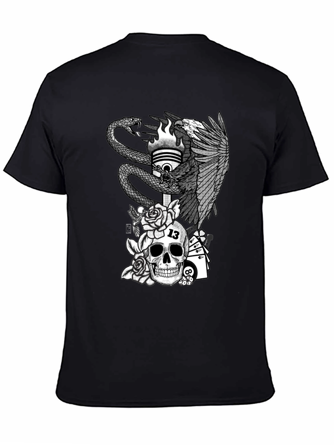 Skull & Eagle Graphic Tee - Mens Black T-Shirt