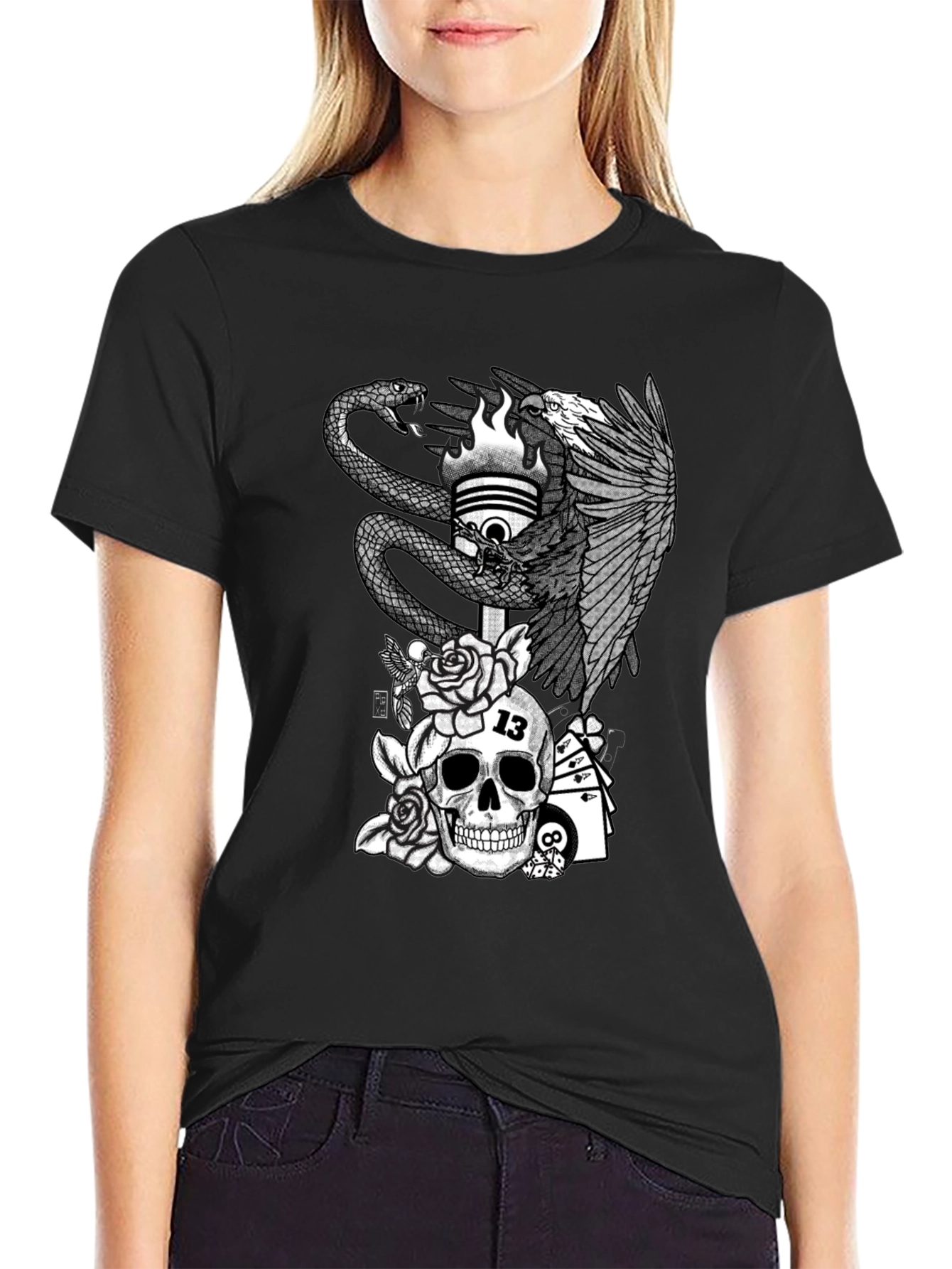 Skull & Eagle Graphic Tee - Mens Black T-Shirt