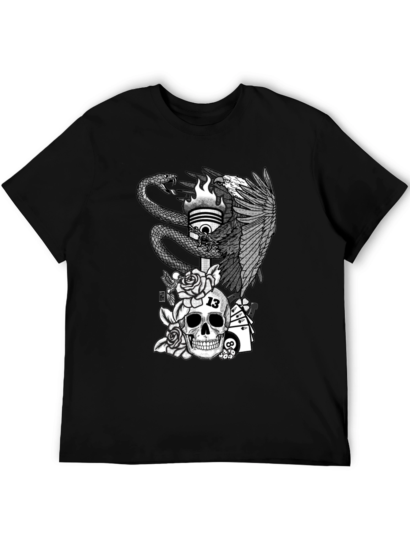 Skull & Eagle Graphic Tee - Mens Black T-Shirt
