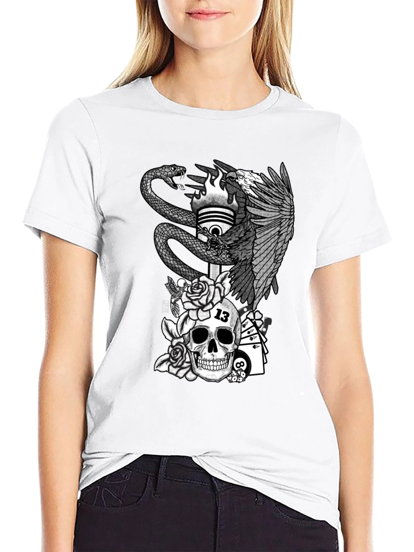 Skull & Eagle Graphic Tee - Mens Black T-Shirt