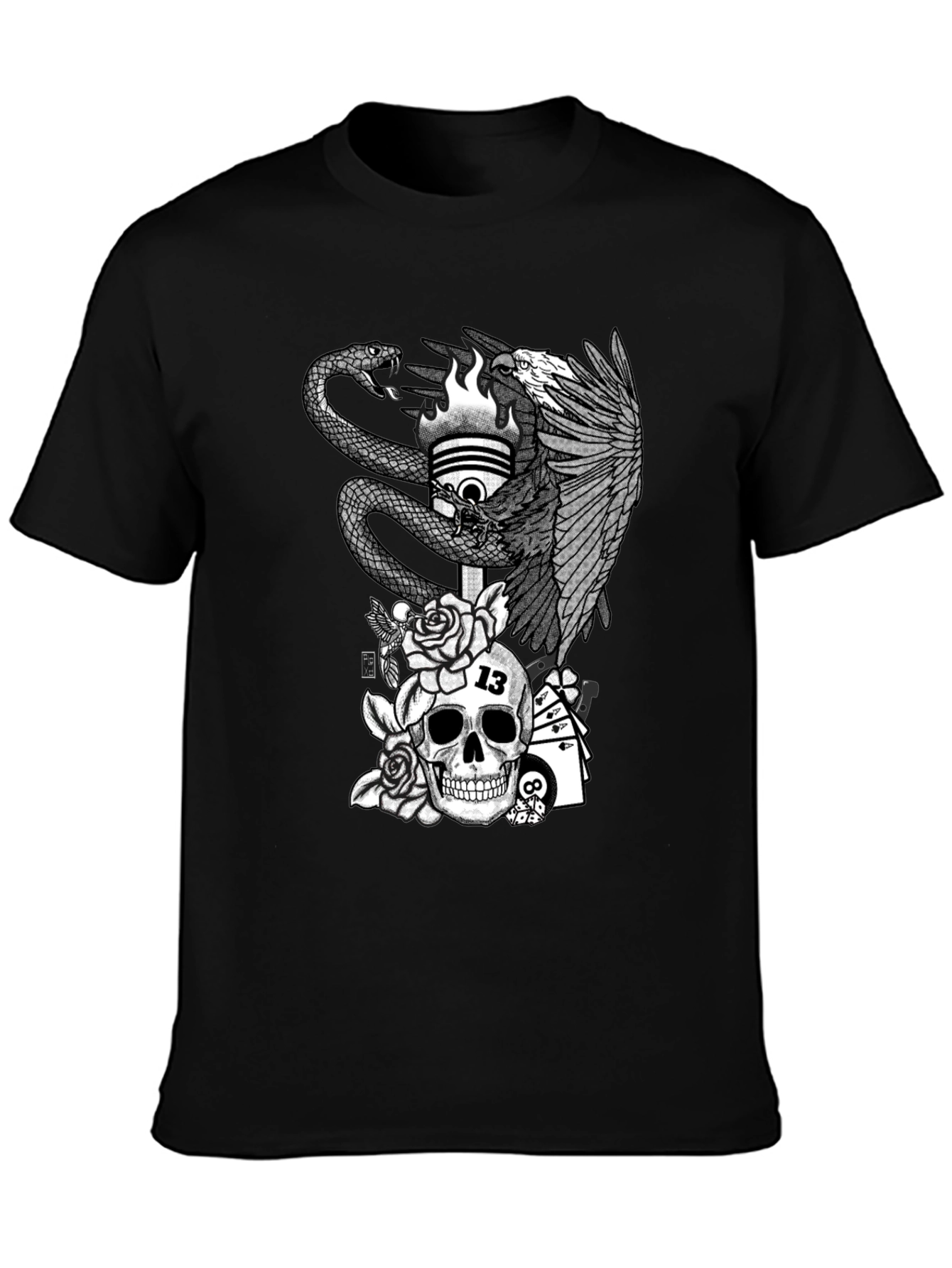Skull & Eagle Graphic Tee - Mens Black T-Shirt