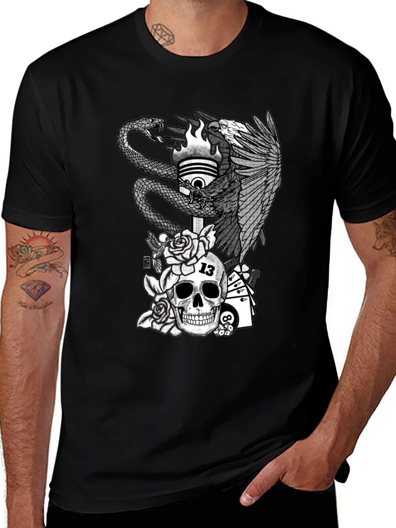 Skull & Eagle Graphic Tee - Mens Black T-Shirt