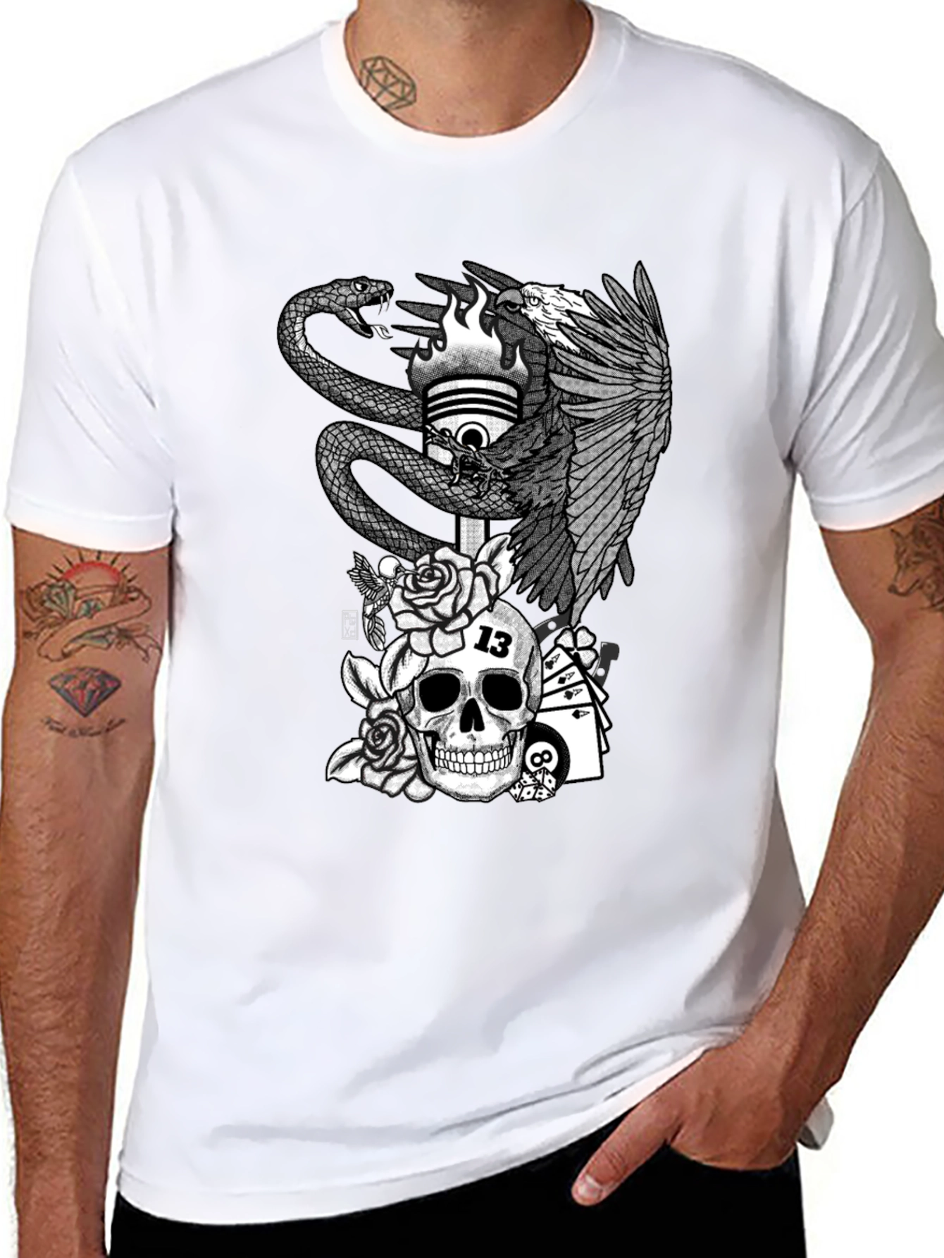 Skull & Eagle Graphic Tee - Mens Black T-Shirt