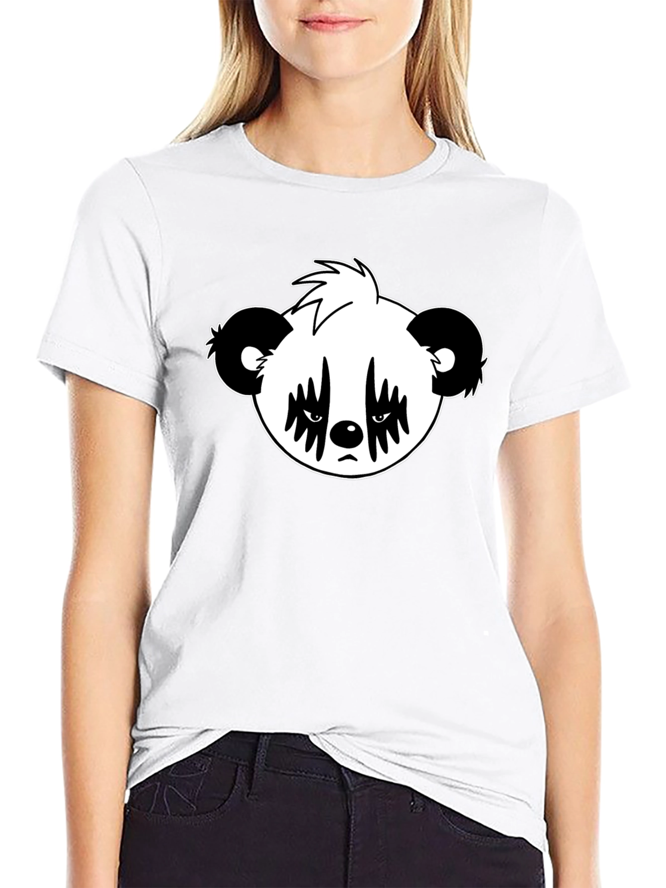 Emo Panda Graphic Black T-Shirt