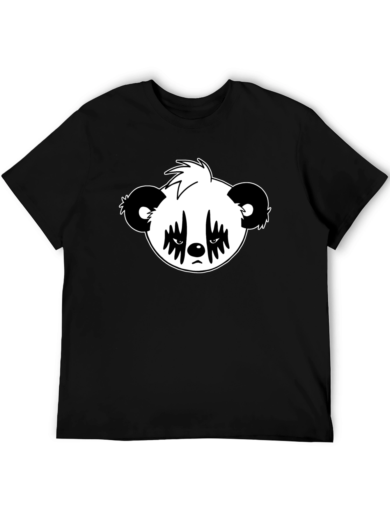 Emo Panda Graphic Black T-Shirt
