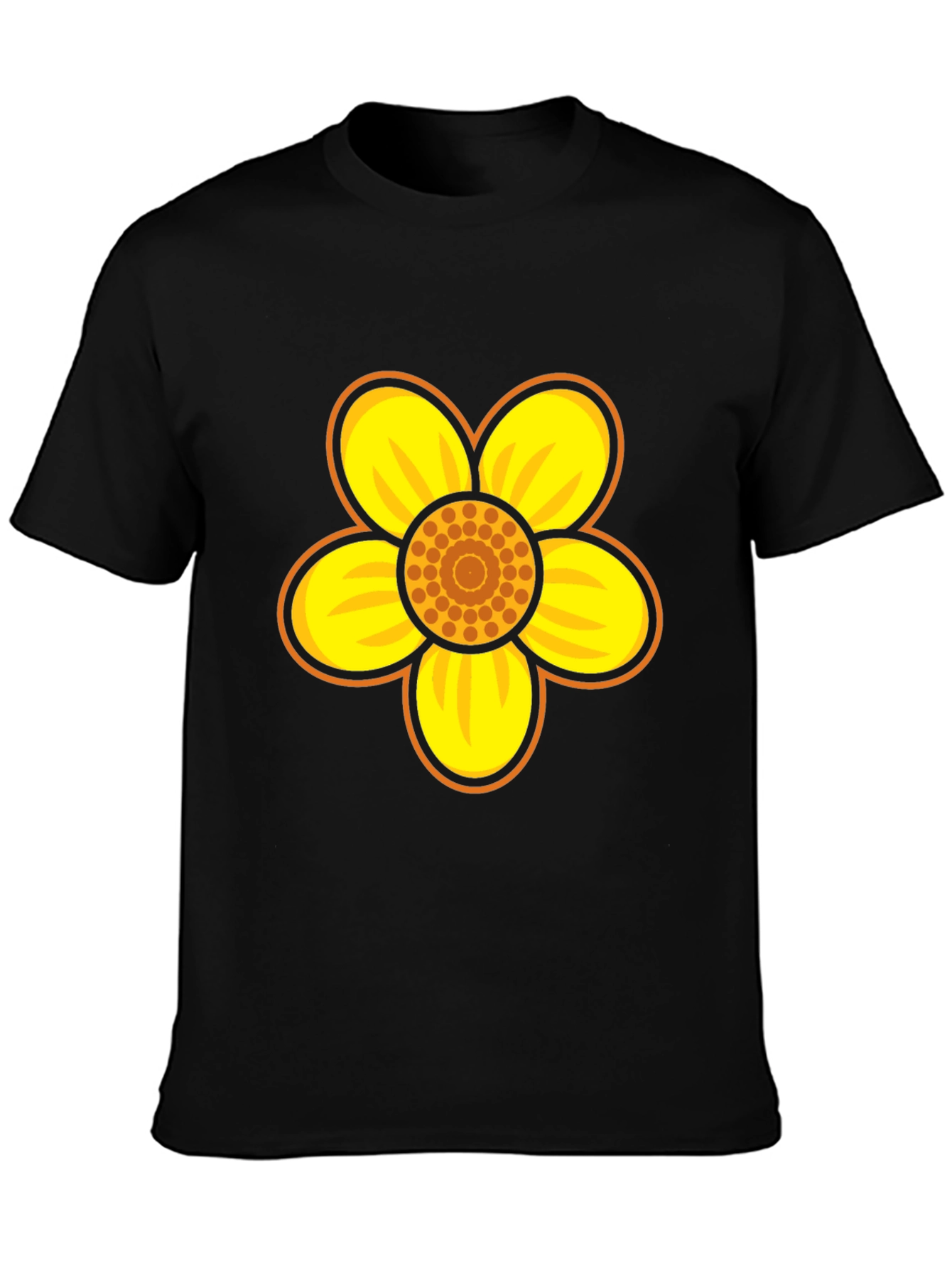 Black T-Shirt with Bold Flower Graphic