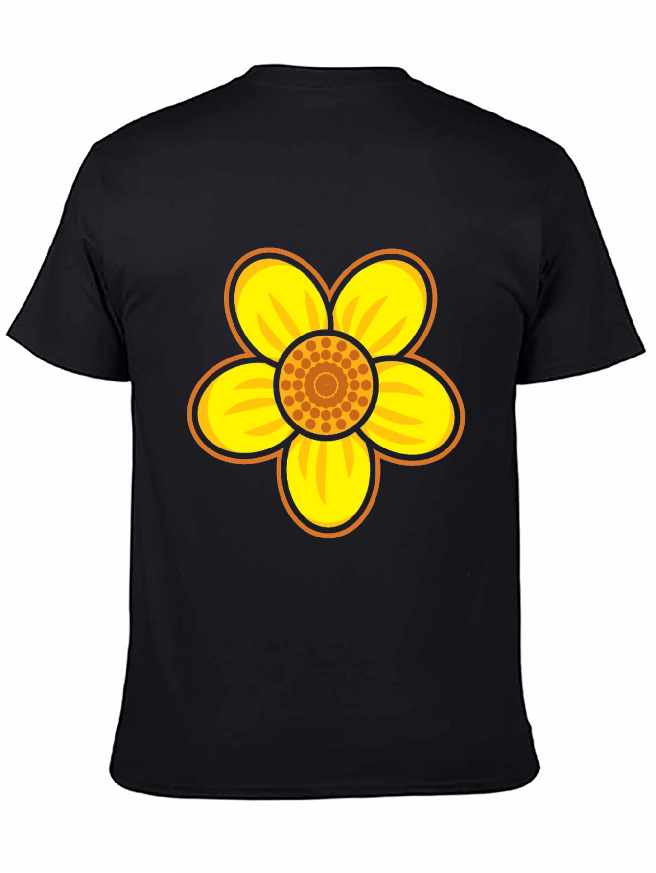 Black T-Shirt with Bold Flower Graphic