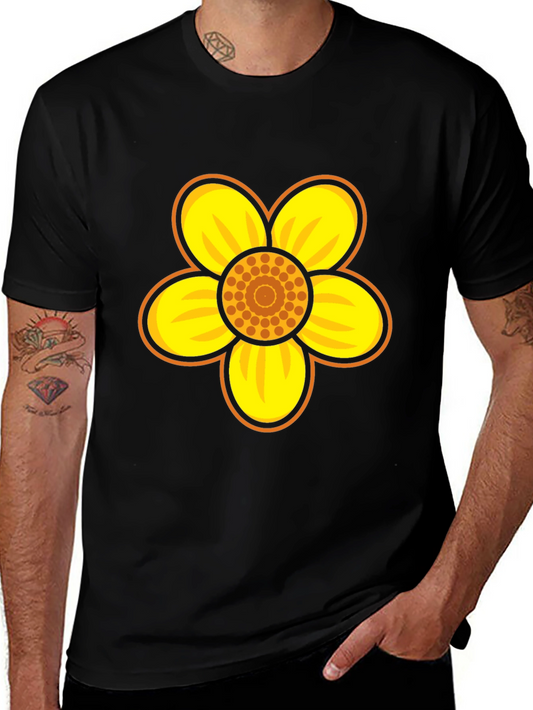 Black T-Shirt with Bold Flower Graphic
