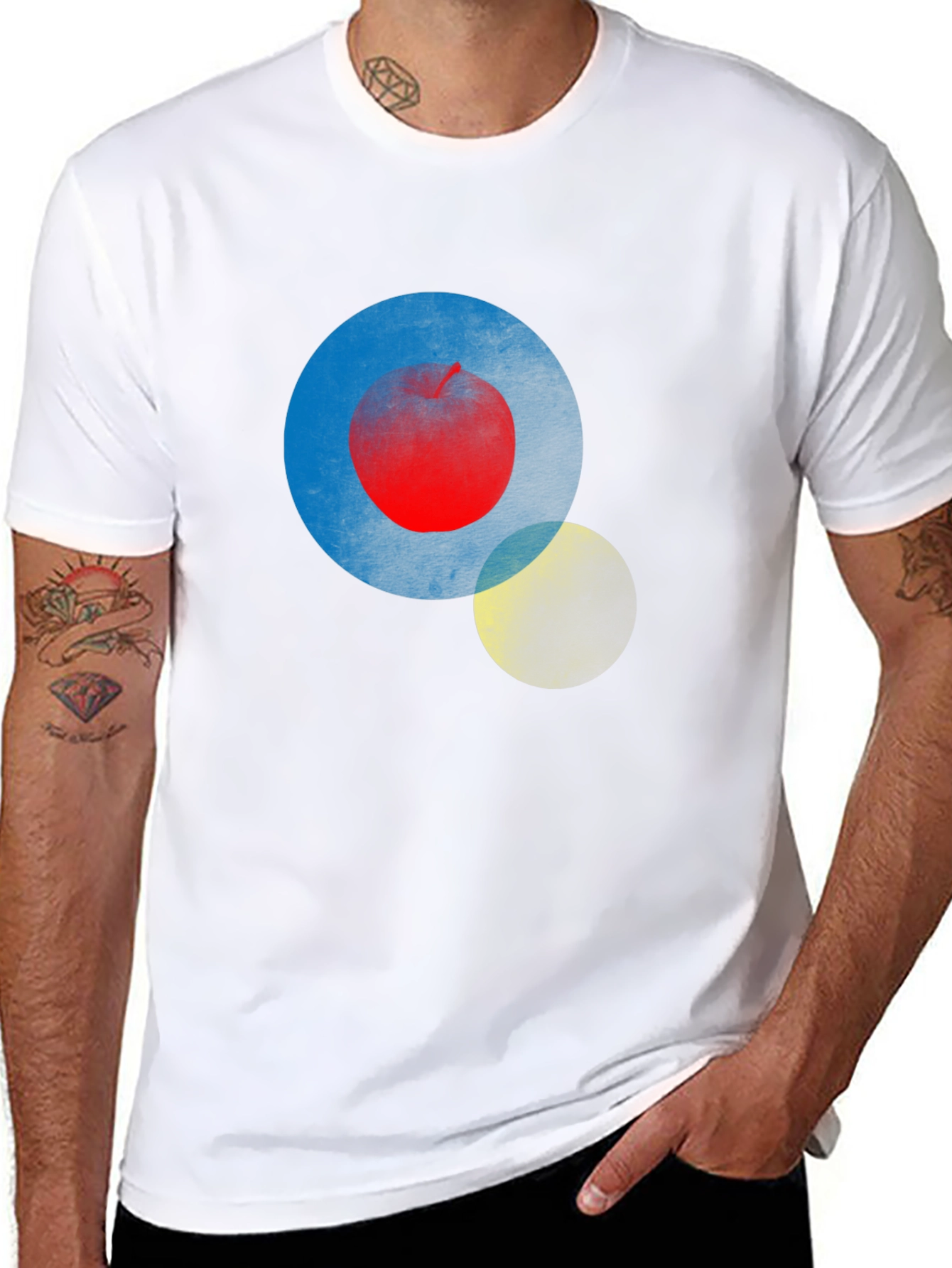 Abstract Circle Print Mens Black T-Shirt
