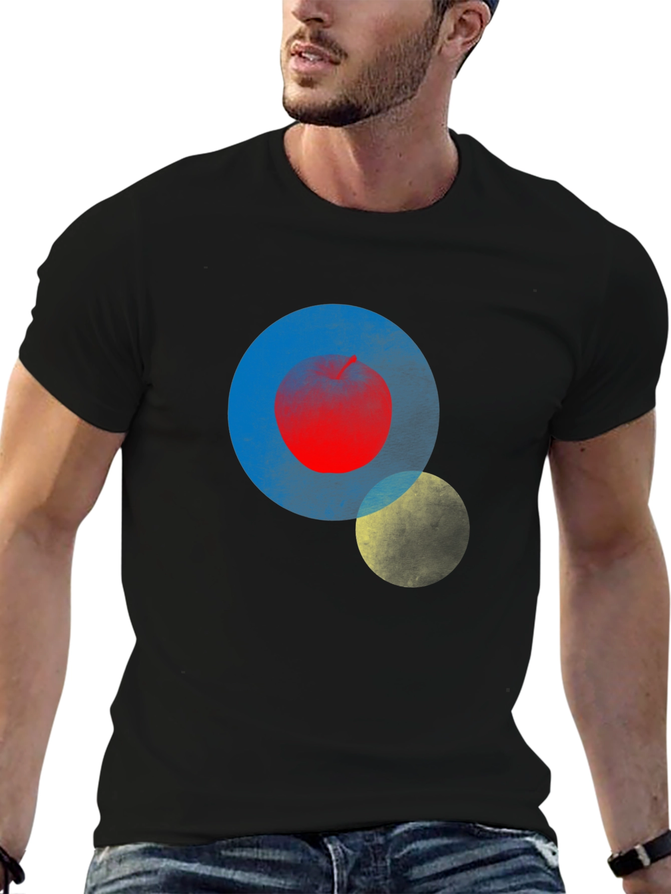 Abstract Circle Print Mens Black T-Shirt