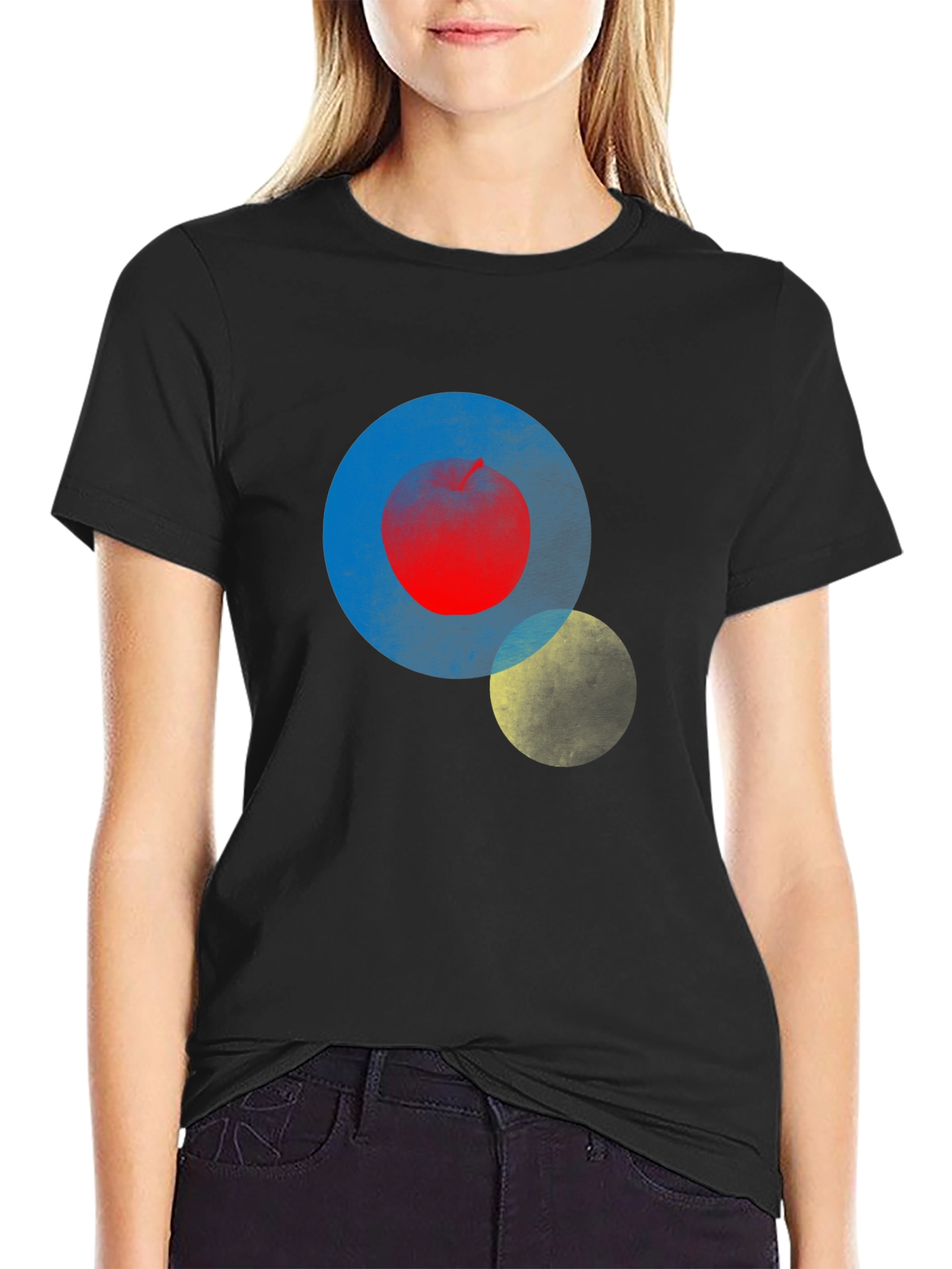 Abstract Circle Print Mens Black T-Shirt