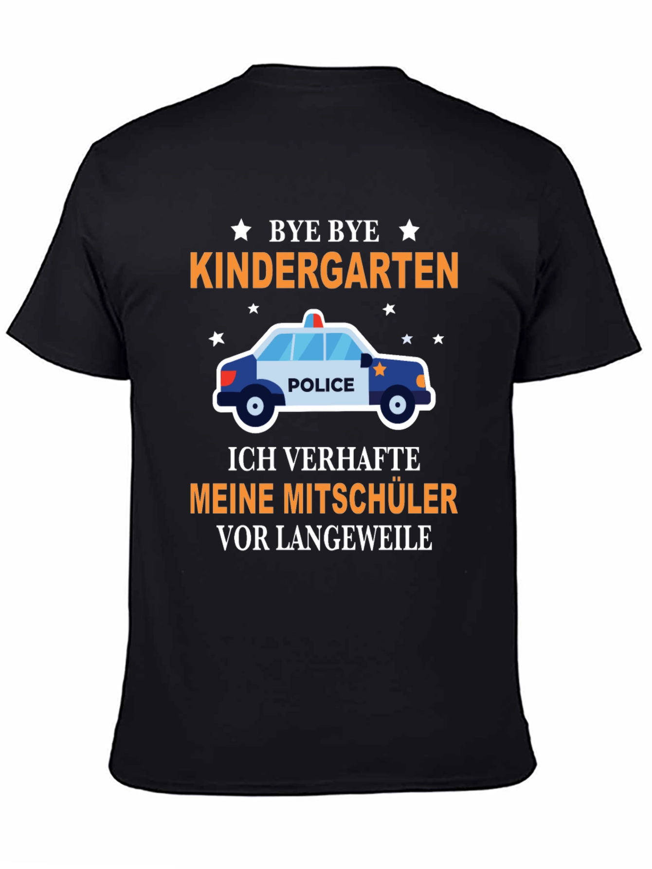 Bye Bye Kindergarten T-Shirt: Graduation Police Car Tee