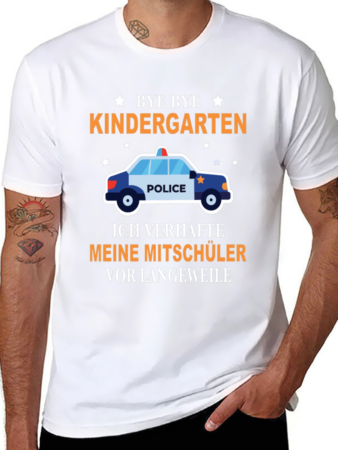 Bye Bye Kindergarten T-Shirt: Graduation Police Car Tee