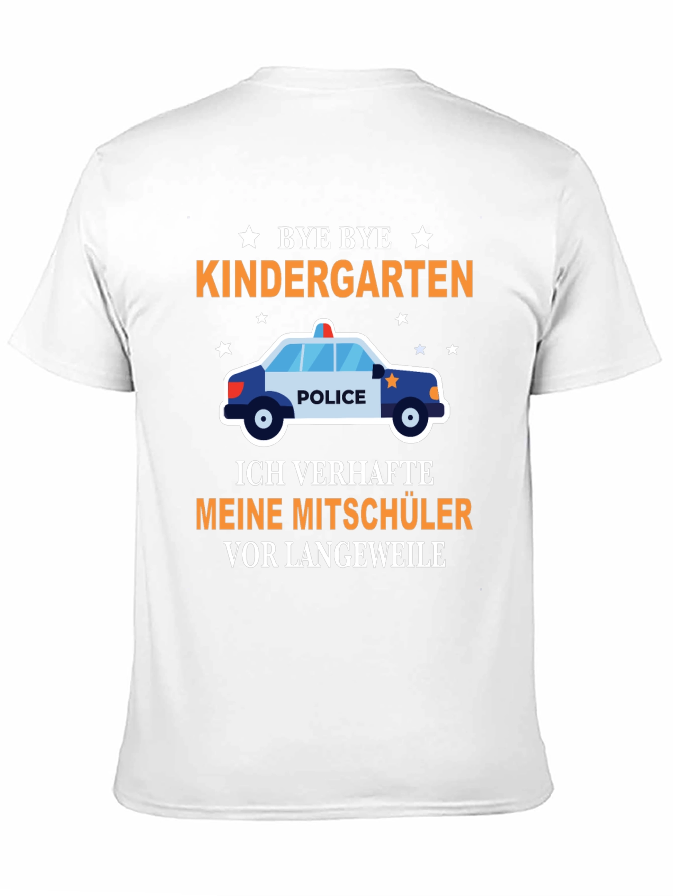 Bye Bye Kindergarten T-Shirt: Graduation Police Car Tee