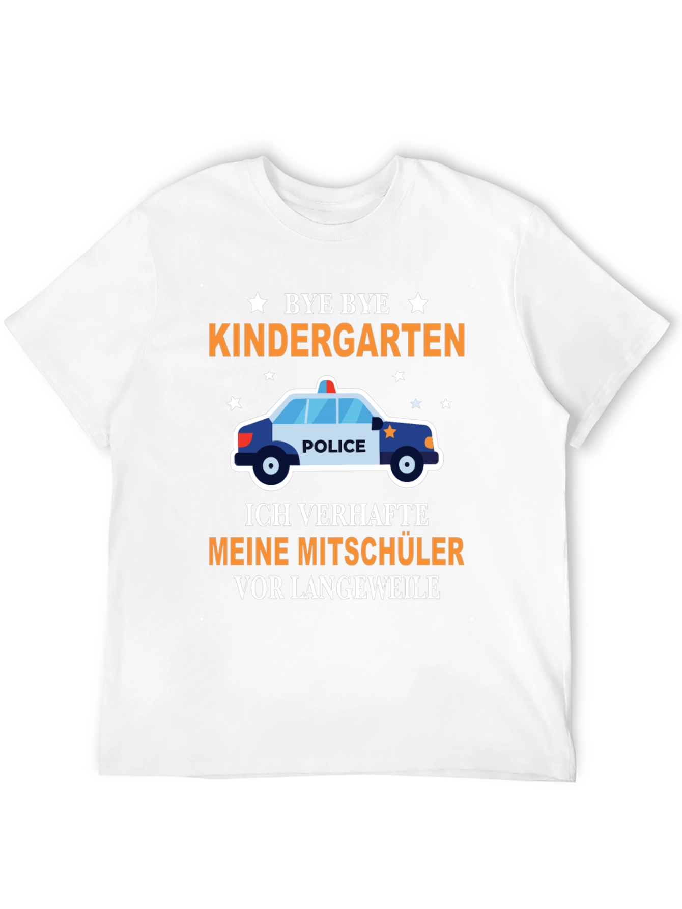 Bye Bye Kindergarten T-Shirt: Graduation Police Car Tee