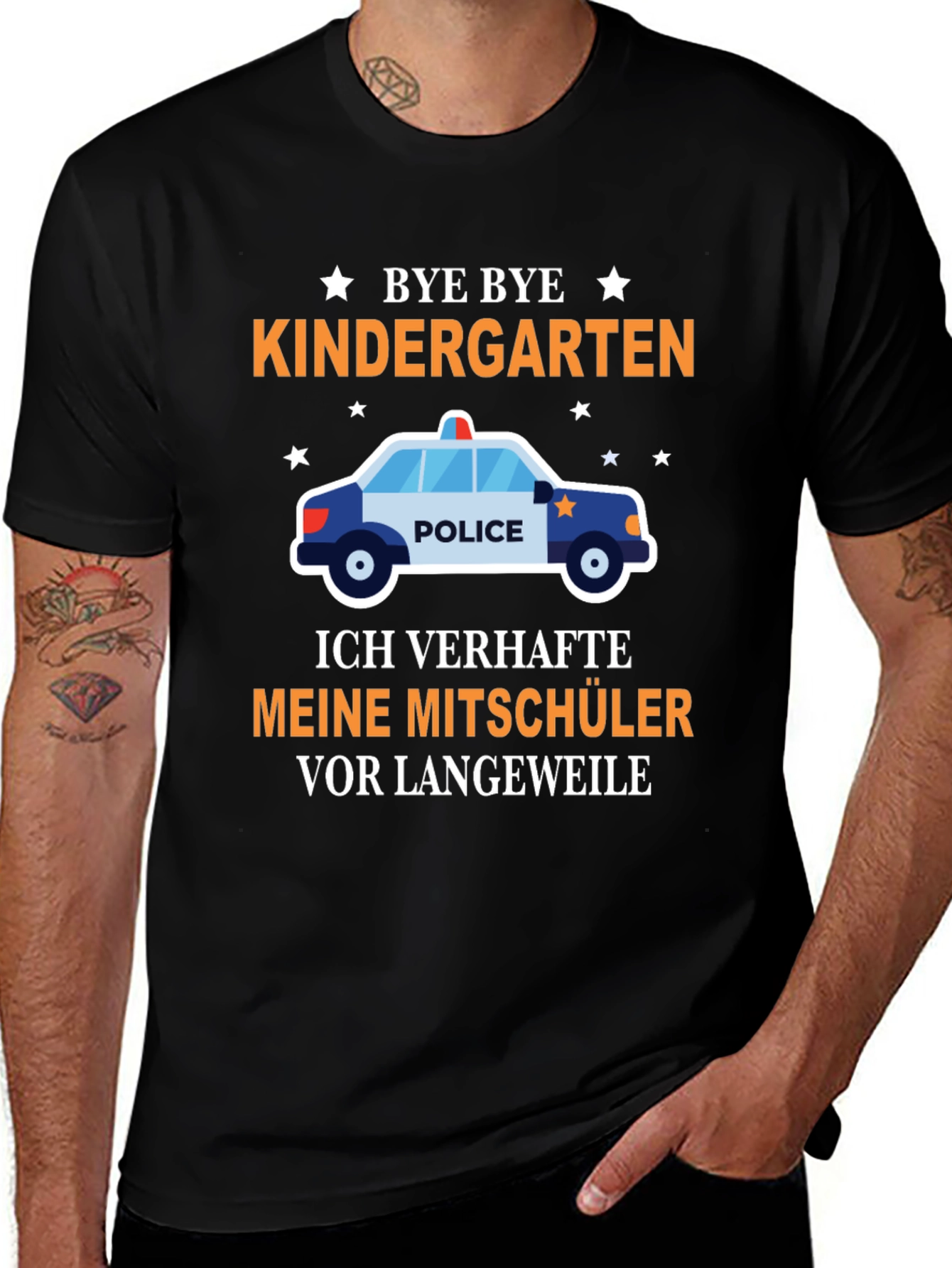 Bye Bye Kindergarten T-Shirt: Graduation Police Car Tee