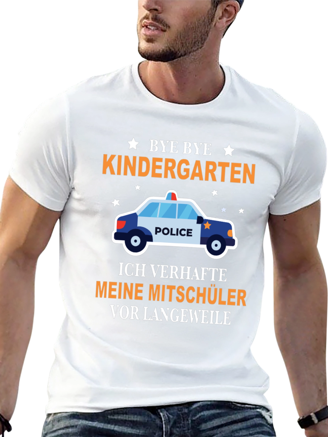 Bye Bye Kindergarten T-Shirt: Graduation Police Car Tee