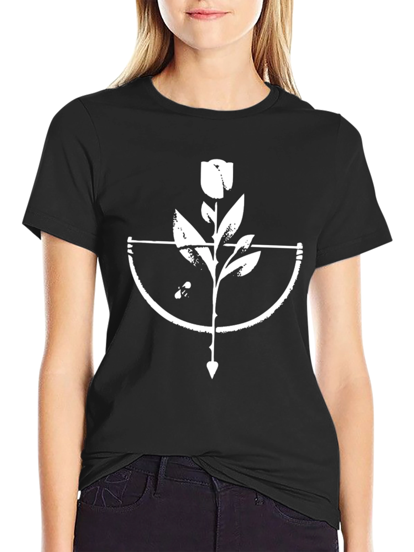 Rose & Arrow Graphic Tee - Black Cotton Blend