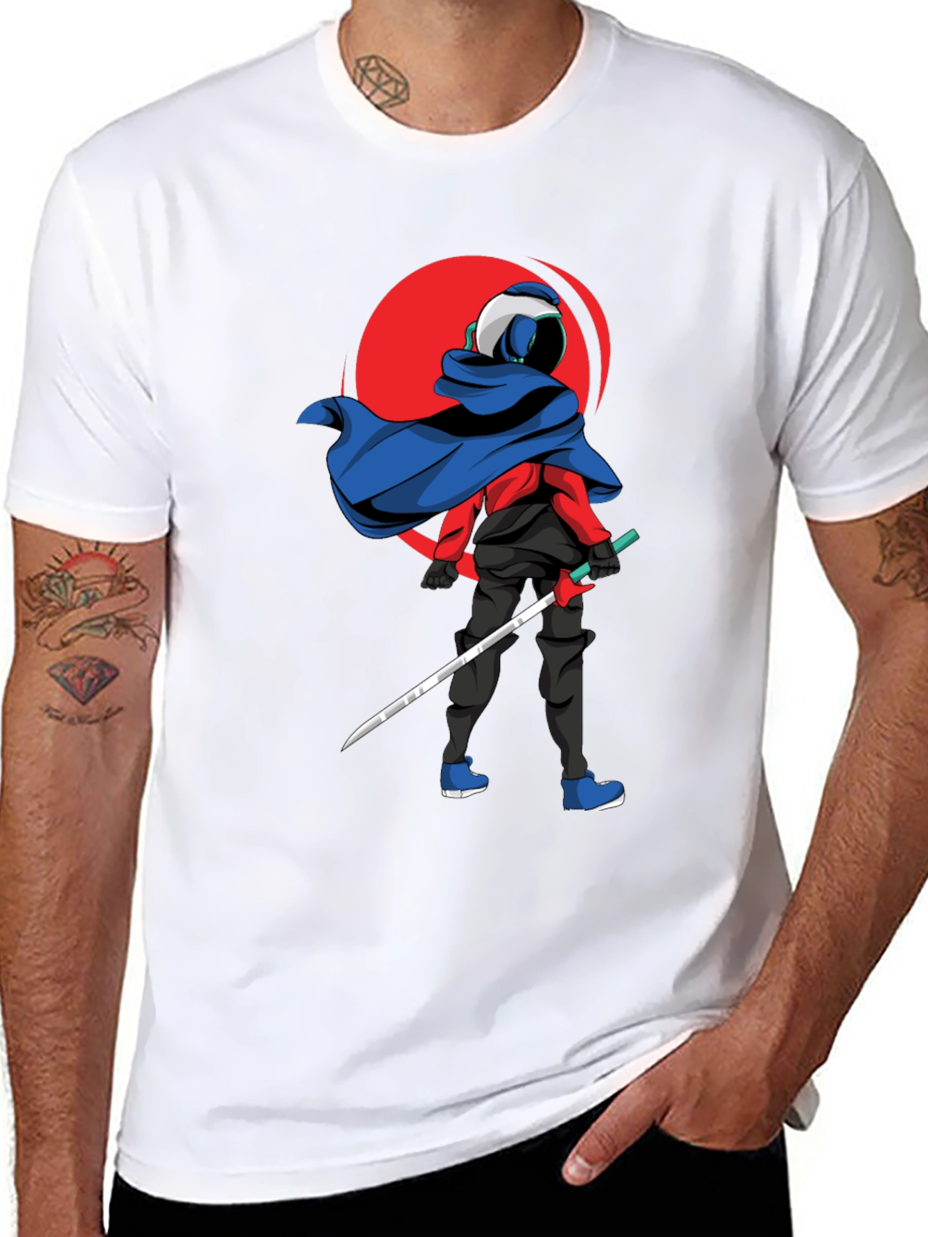 Samurai T-Shirt - Red Sun Design