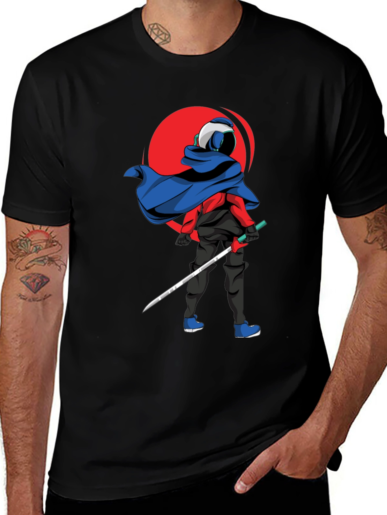Samurai T-Shirt - Red Sun Design