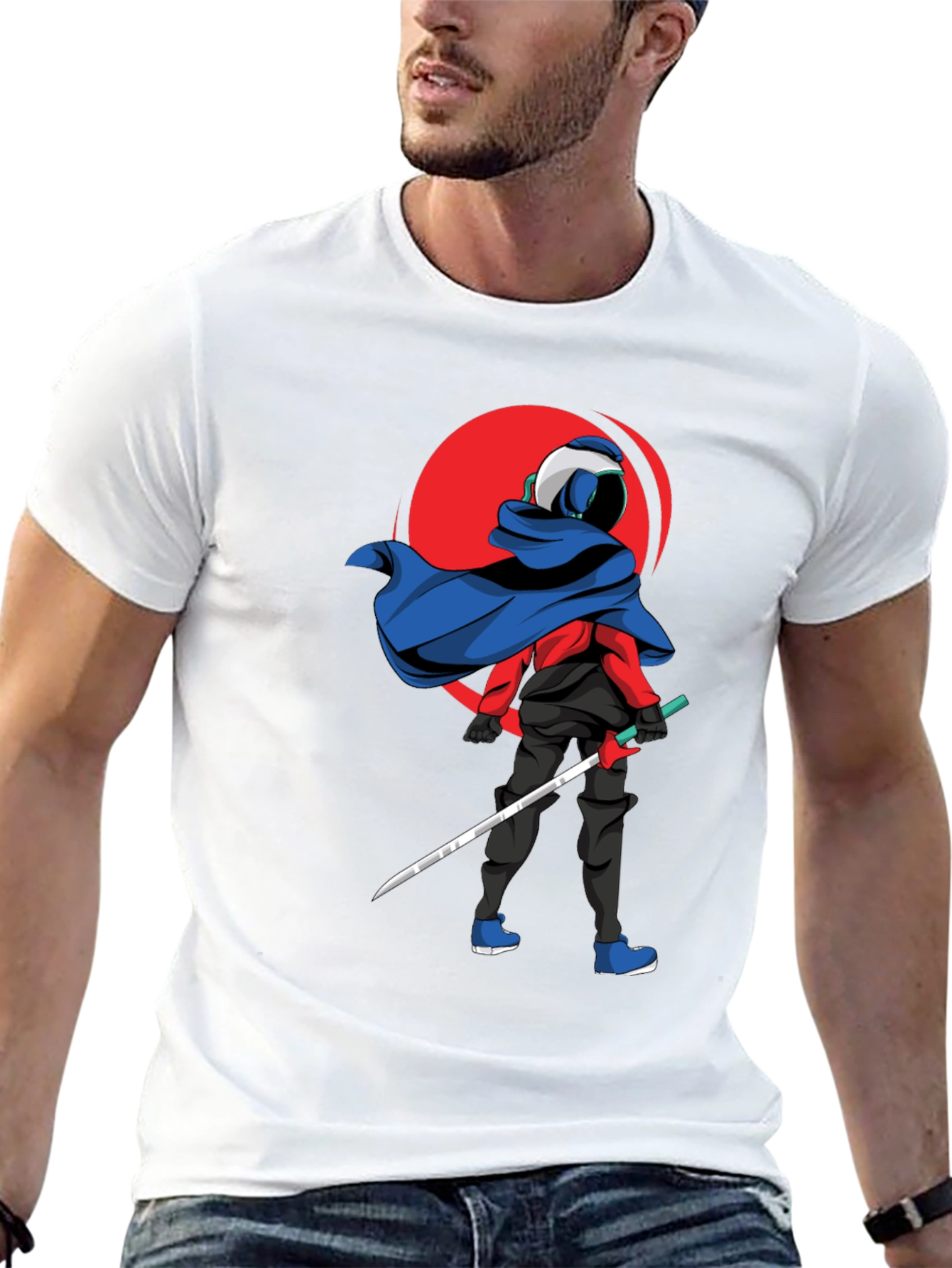 Samurai T-Shirt - Red Sun Design