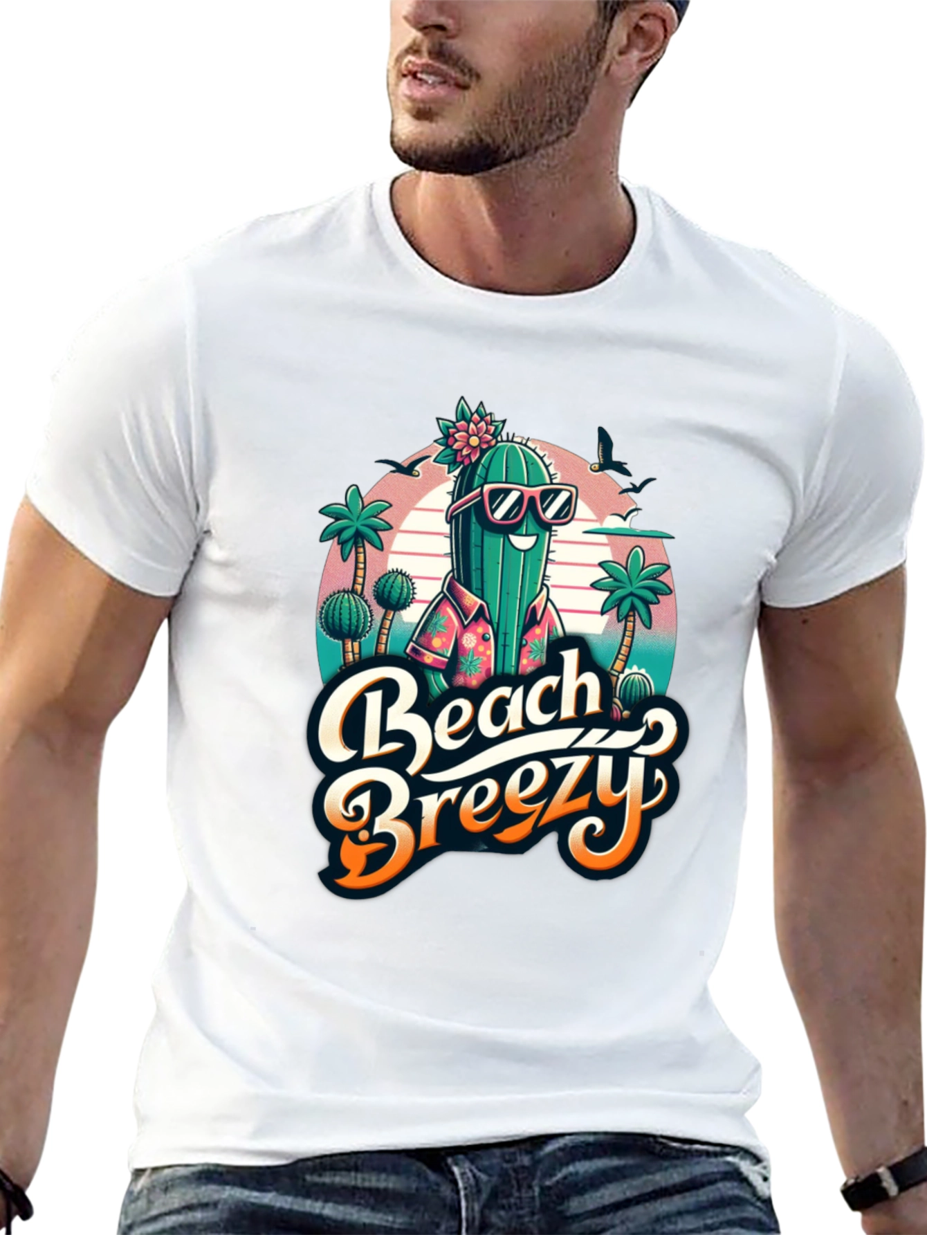 Beach Breezy Cactus Graphic Tee