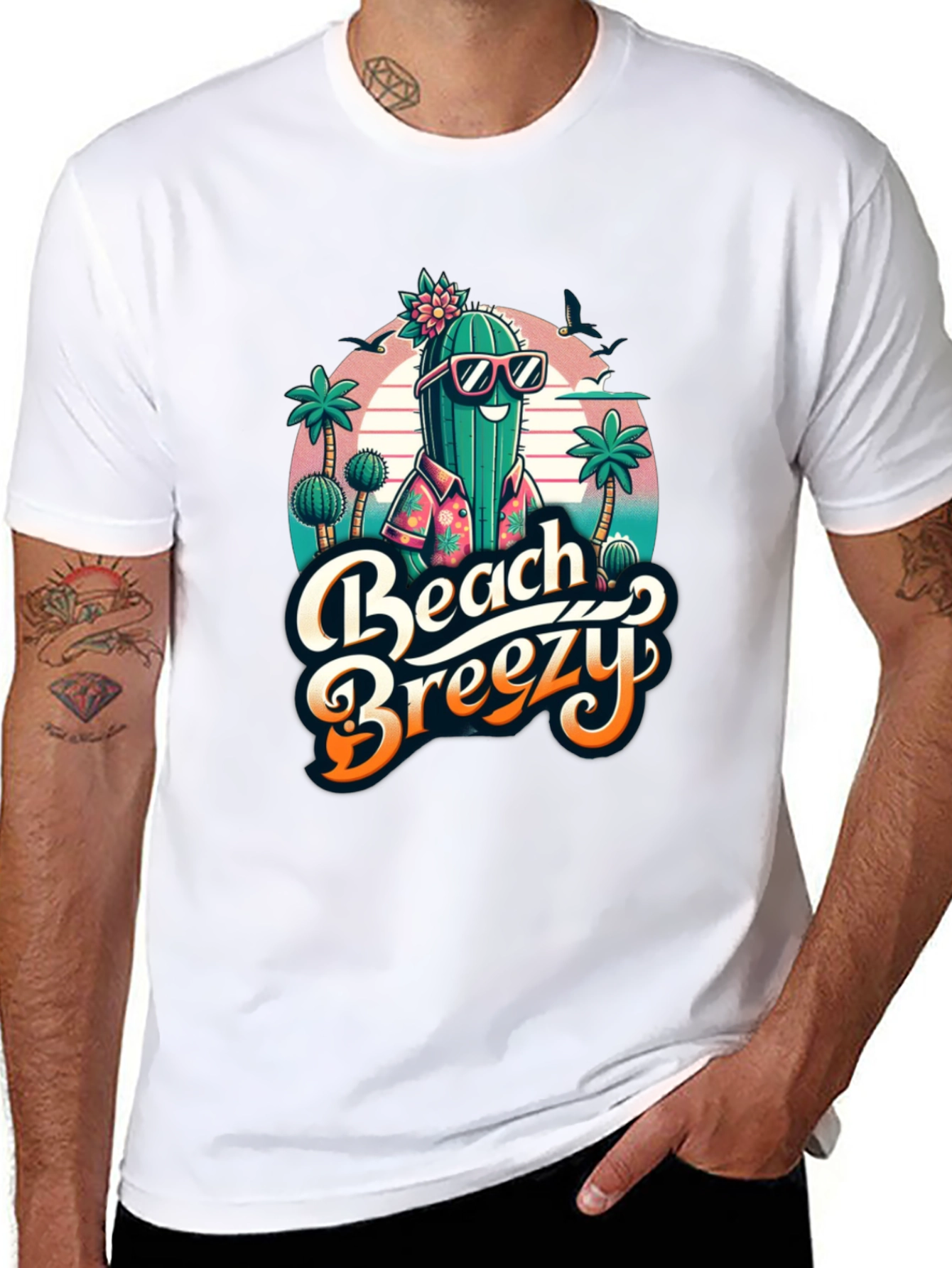 Beach Breezy Cactus Graphic Tee