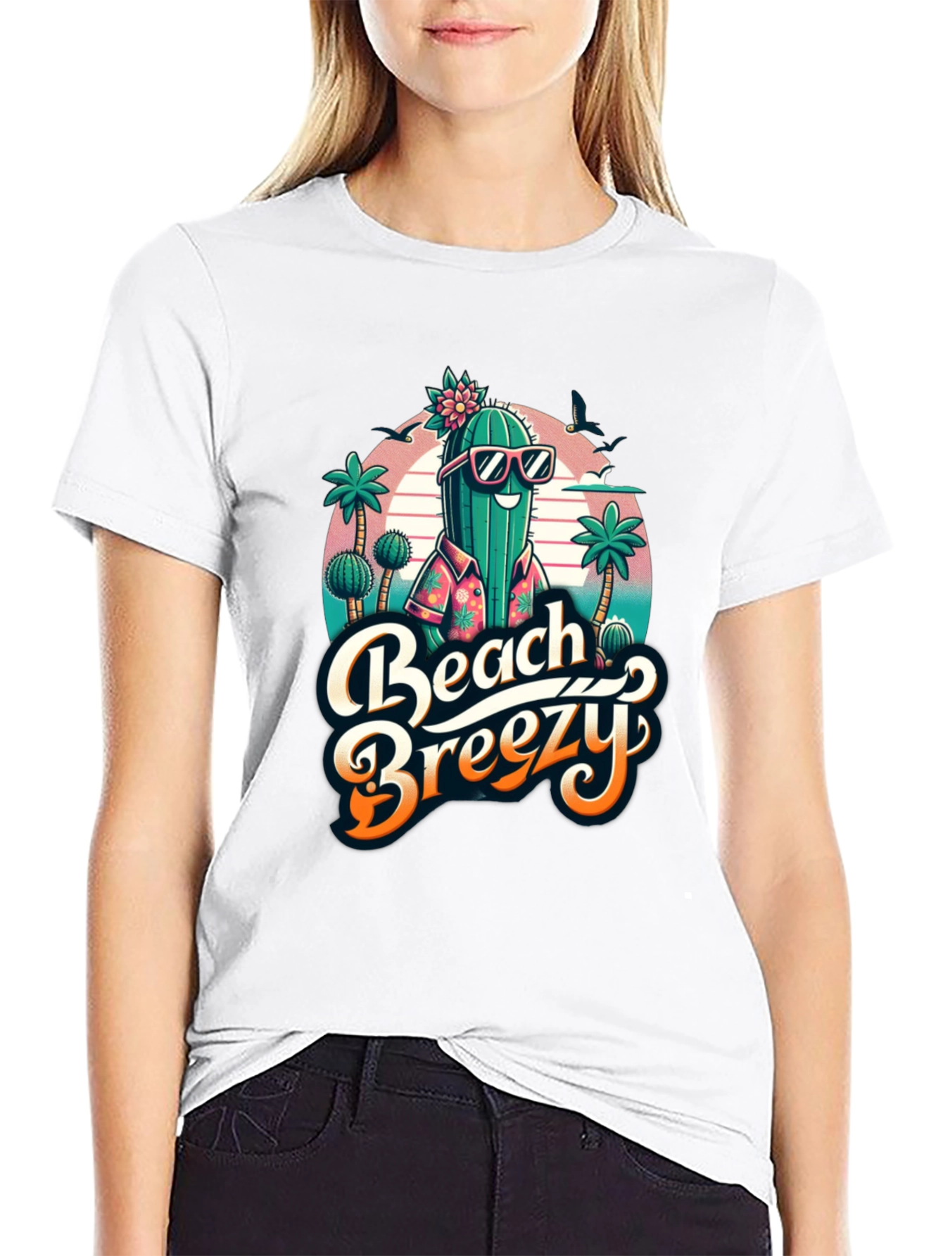 Beach Breezy Cactus Graphic Tee