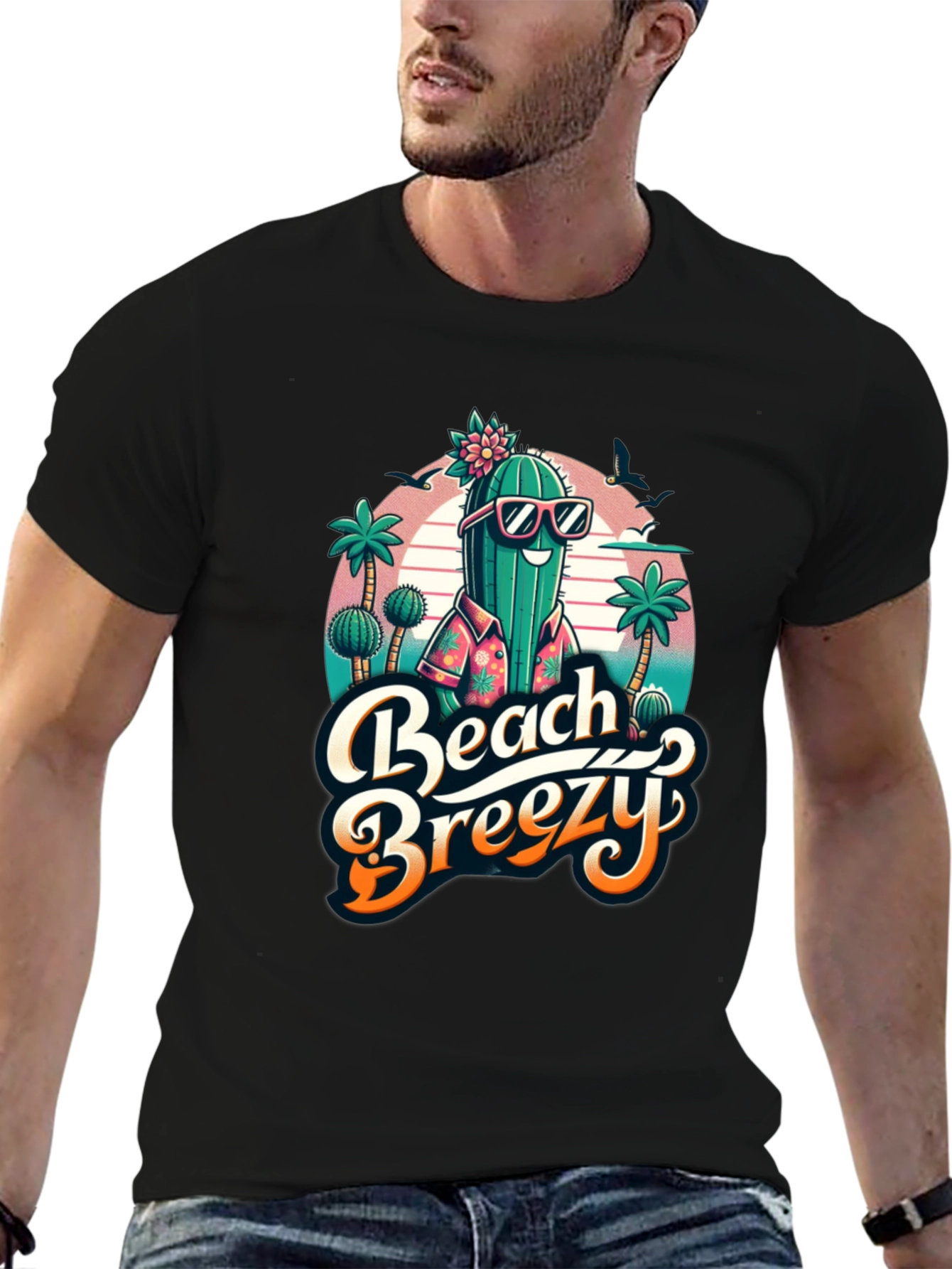 Beach Breezy Cactus Graphic Tee