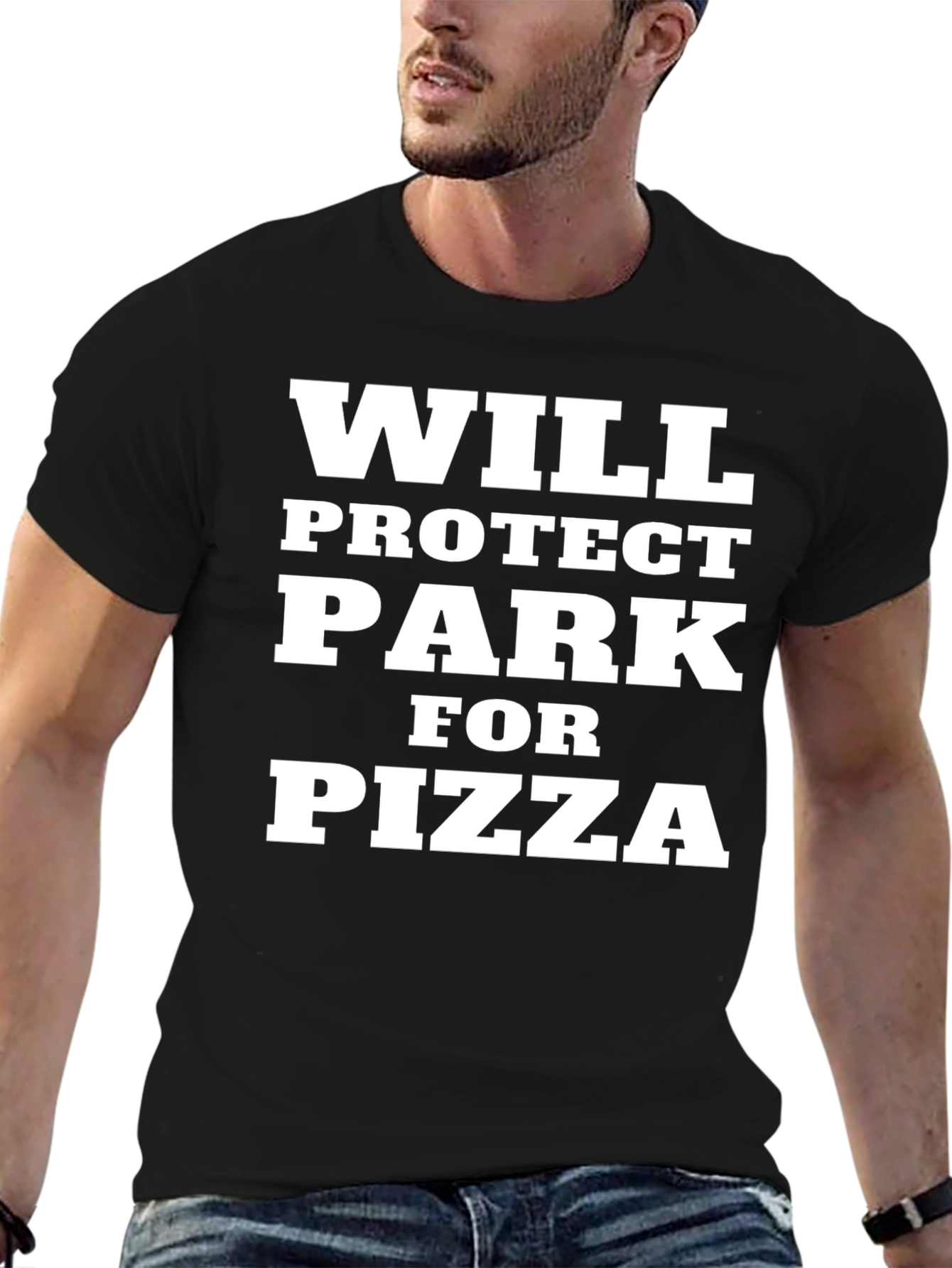 Will Protect Park for Pizza Mens Black T-Shirt