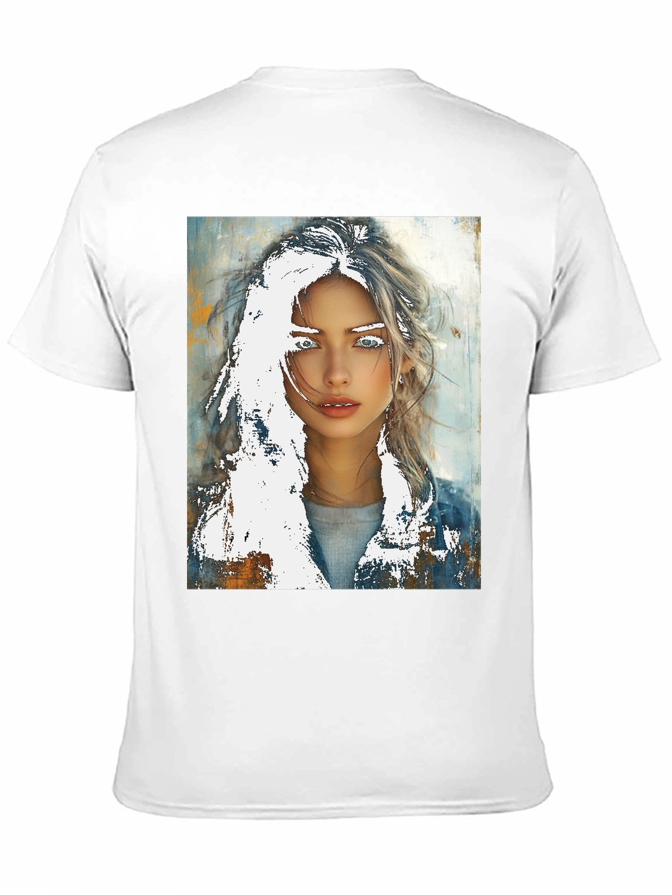 Artistic Woman Graphic Tee - Black Cotton Casual