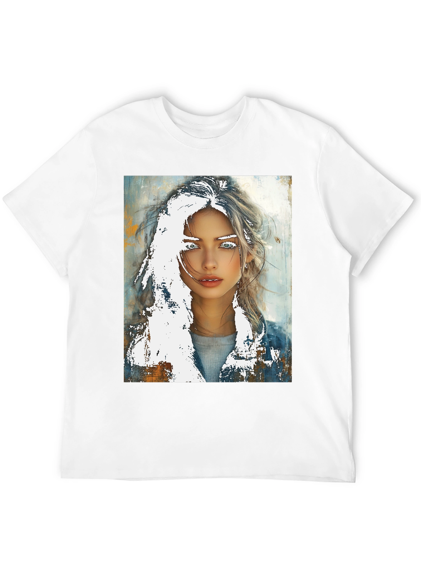 Artistic Woman Graphic Tee - Black Cotton Casual